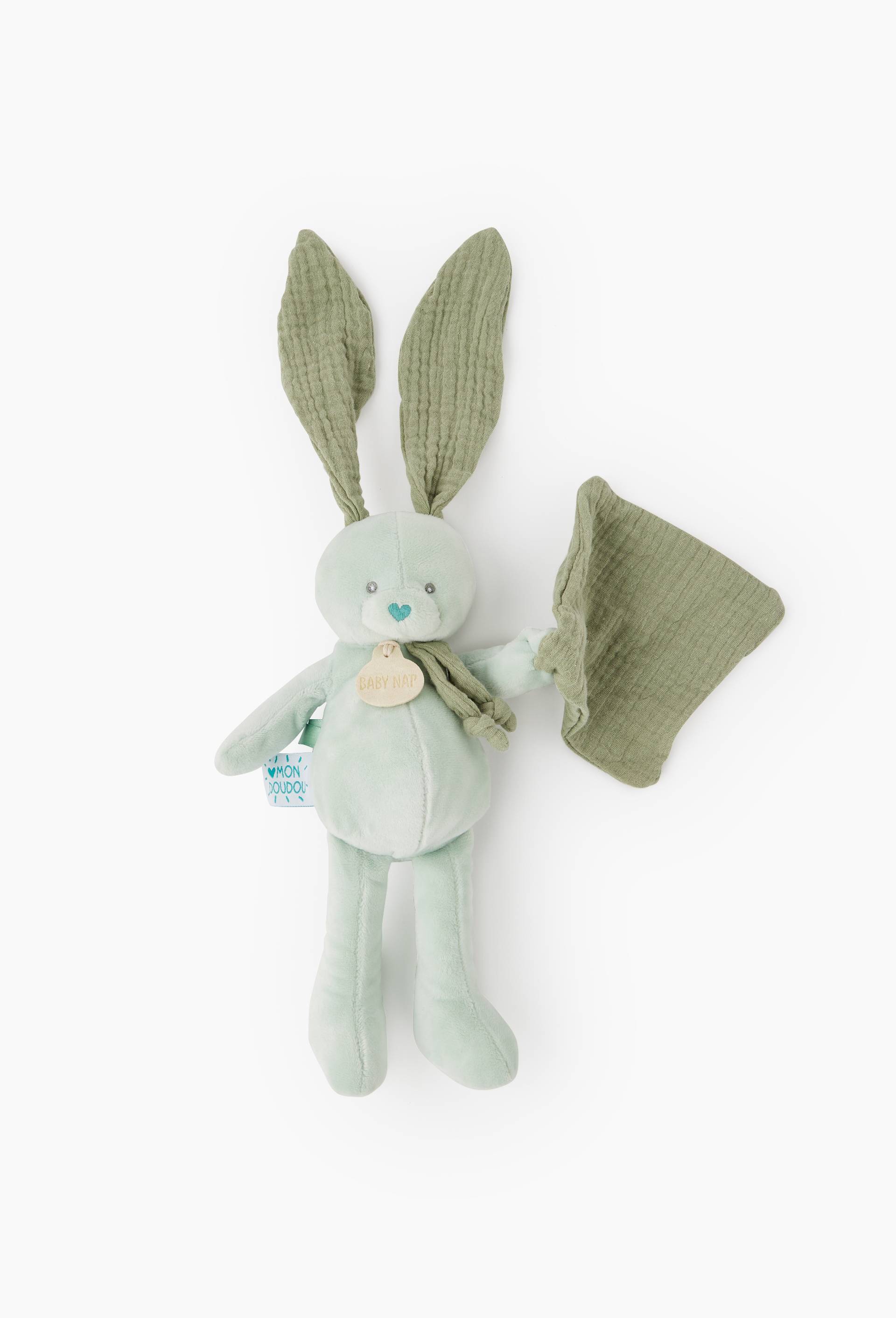 Pantin lapin avec doudou lange assortiment, Multicolore, large image number 0