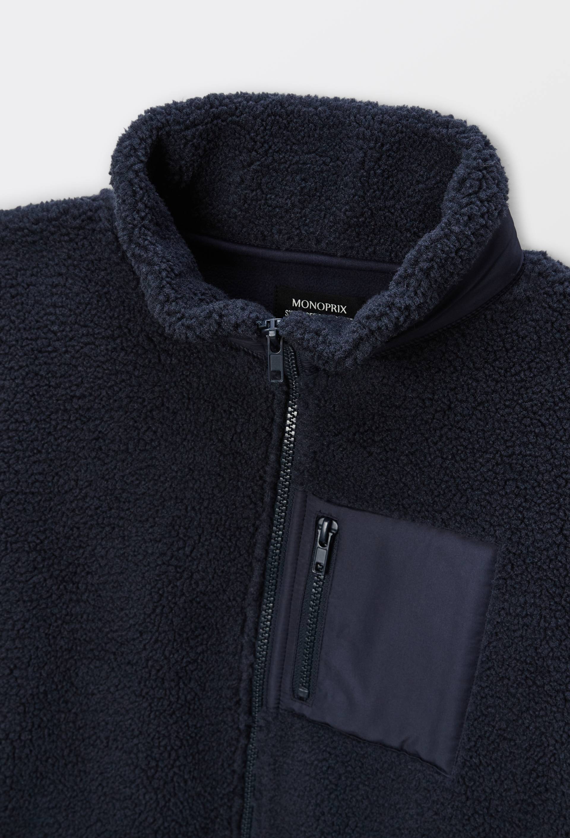 Veste en sherpa avec poche poitrine, Bleu fonc&eacute;, large image number 2