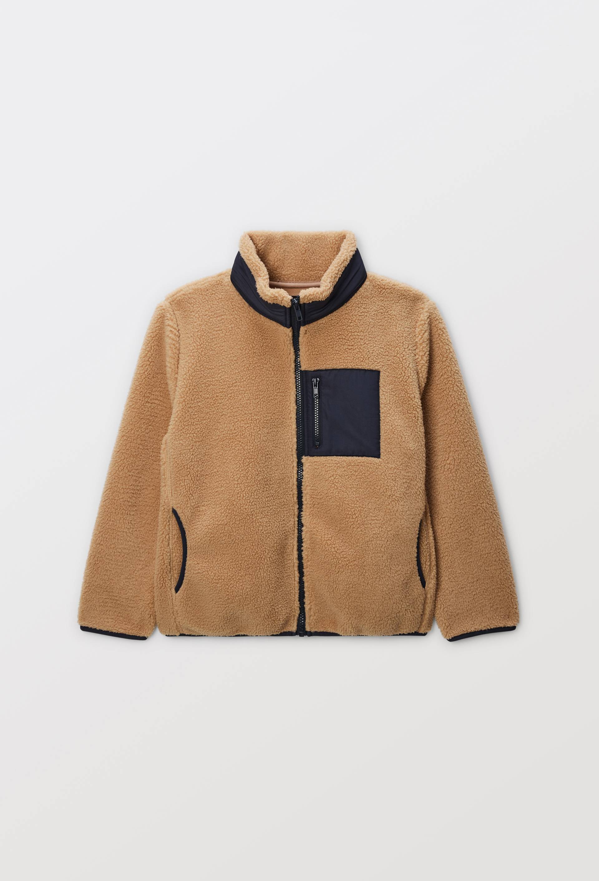 Veste en sherpa avec poche poitrine, Beige, swatch image