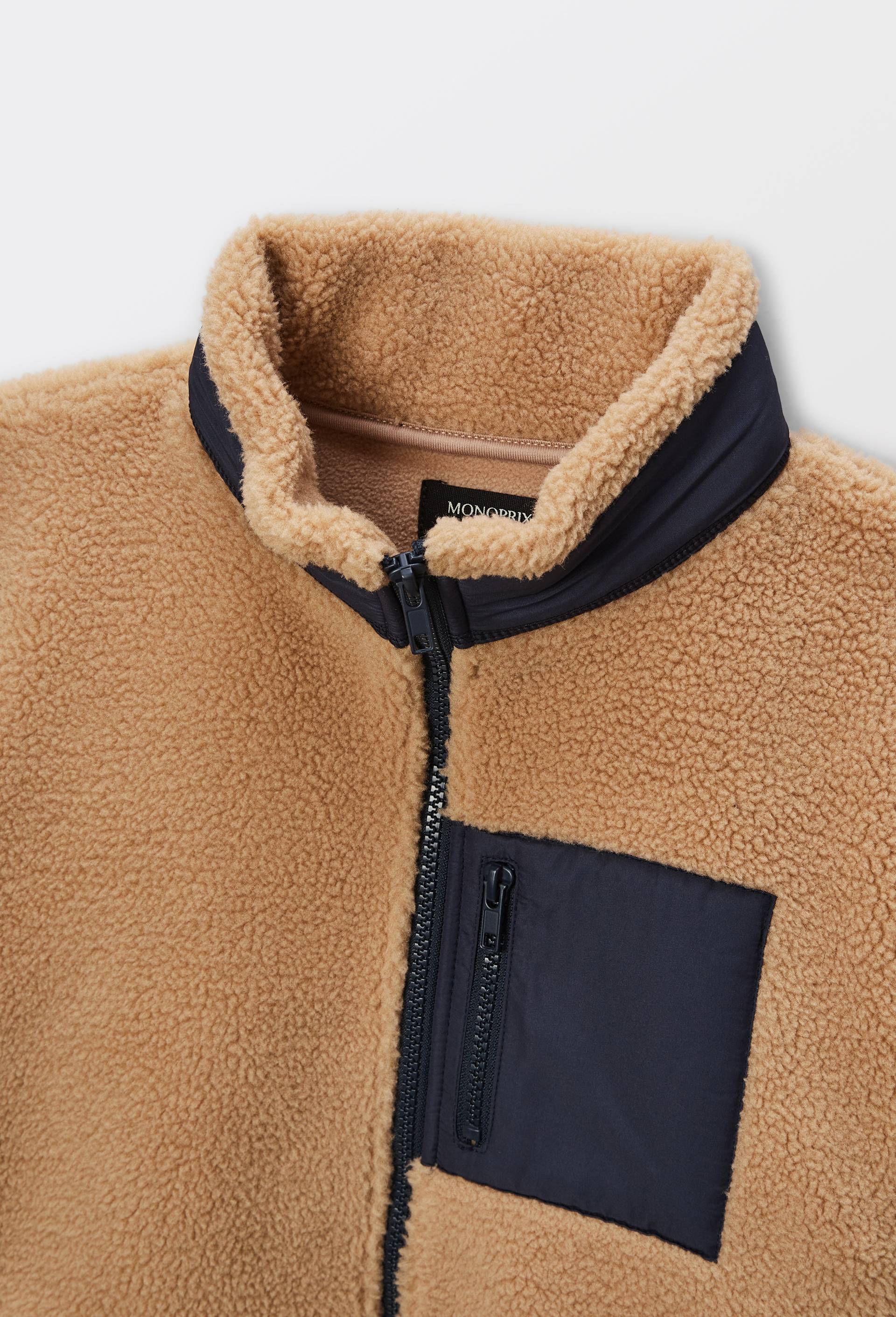 Veste en sherpa avec poche poitrine, Beige, large image number 2.0