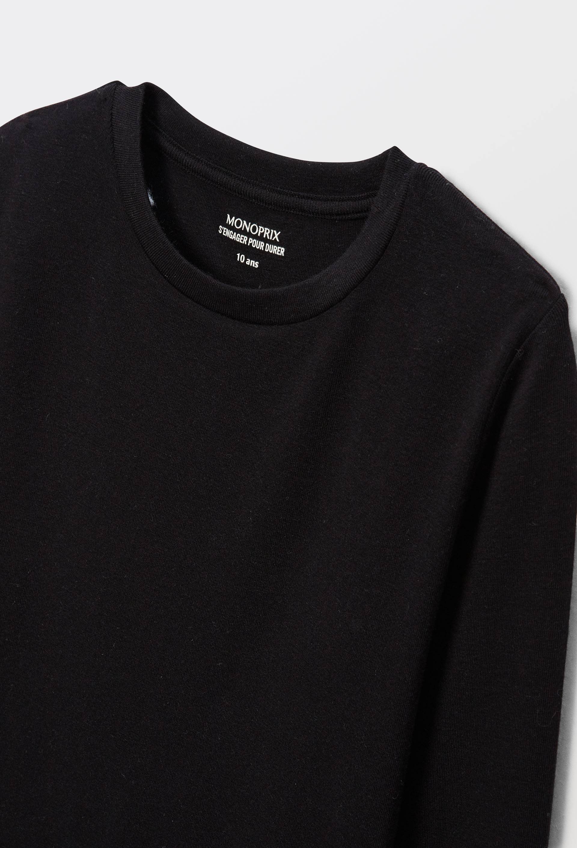 T-shirt chaud manches longues contenant de la laine, Noir, large image number 3