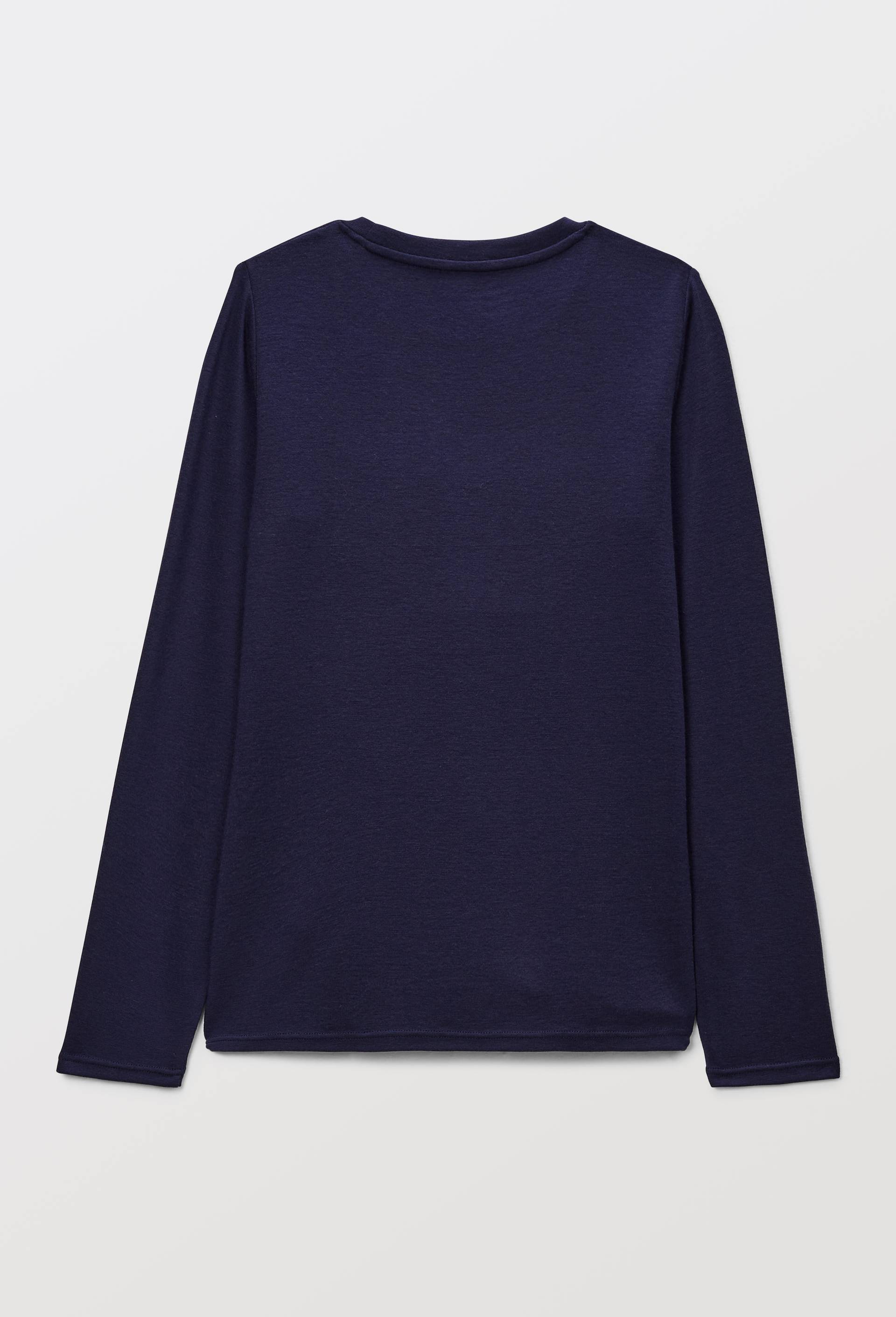 T-shirt chaud manches longues contenant de la laine, Bleu fonc&eacute;, large image number 2.0