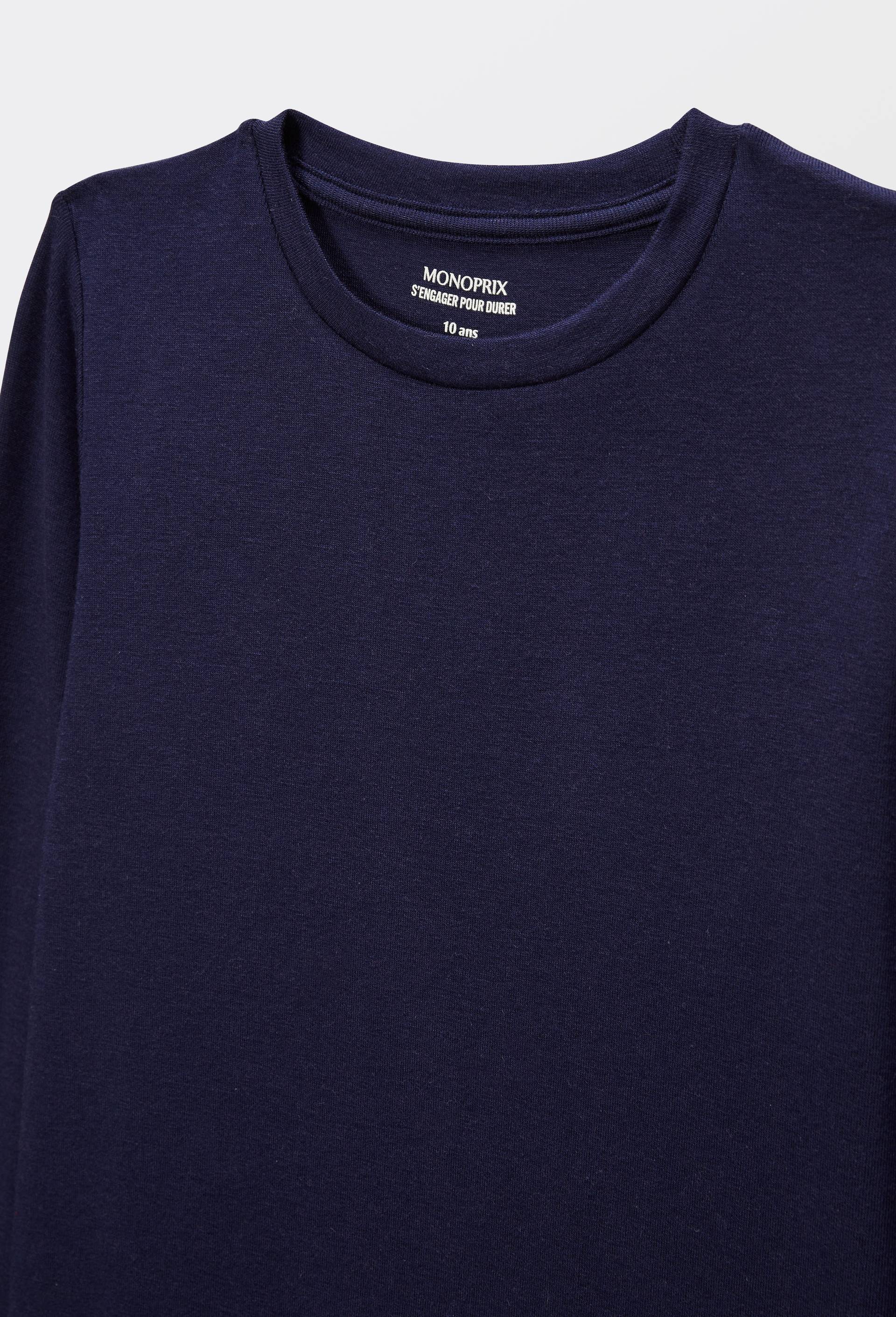 T-shirt chaud manches longues contenant de la laine, Bleu fonc&eacute;, large image number 3.0