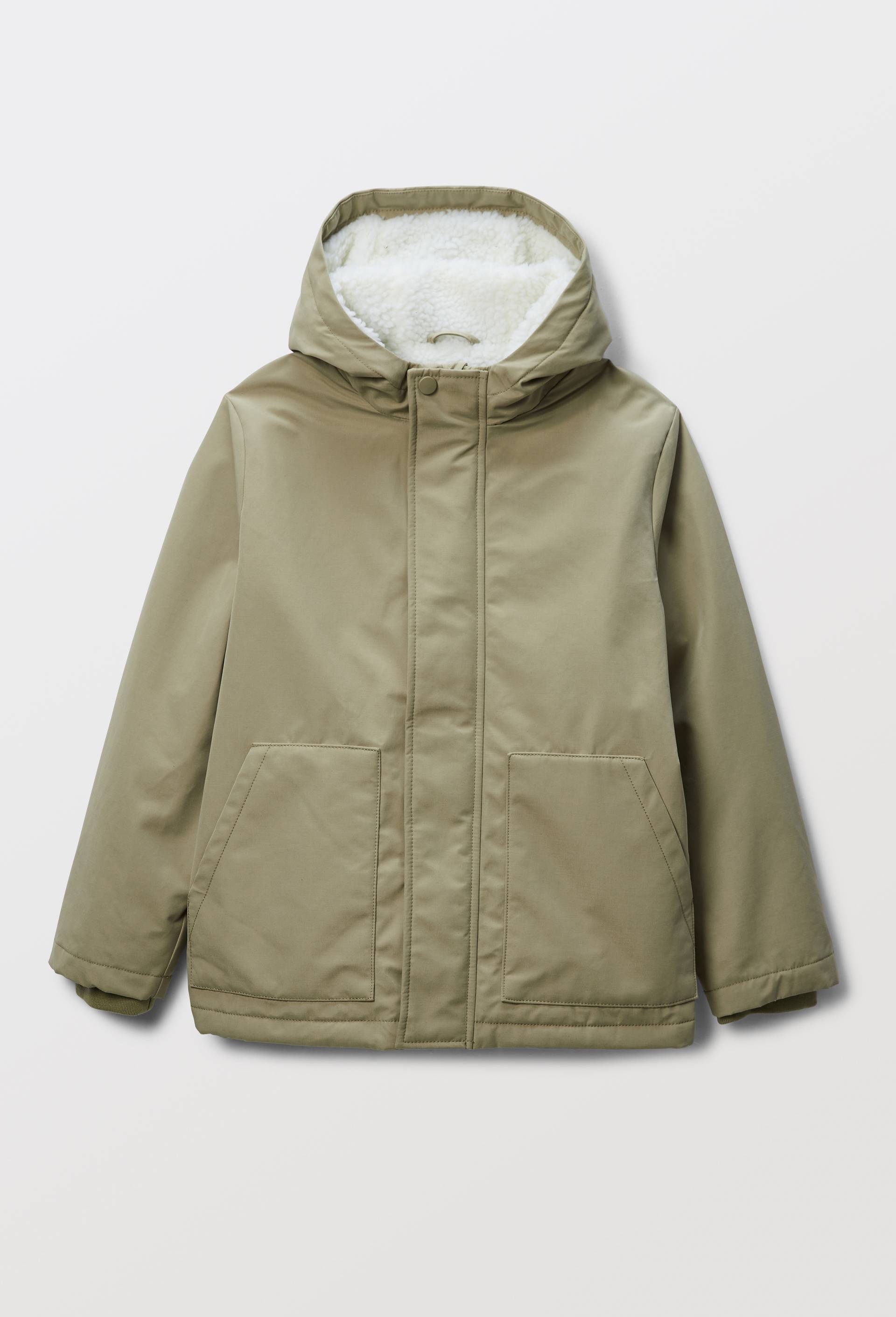 Parka &agrave; capuche unie doubl&eacute;e sherpa, Vert clair, large image number 2