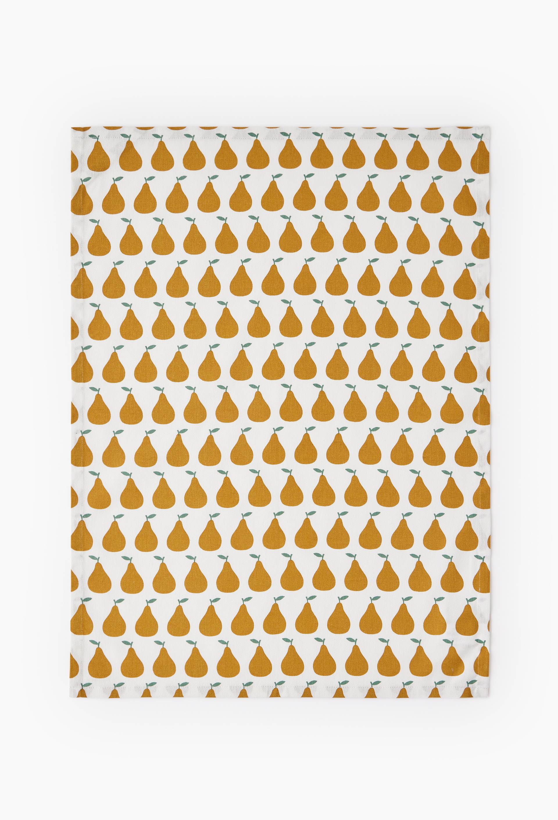 Torchon imprim&eacute;, 50x70, coton recycle, Jaune fonc&eacute;, large image number 1