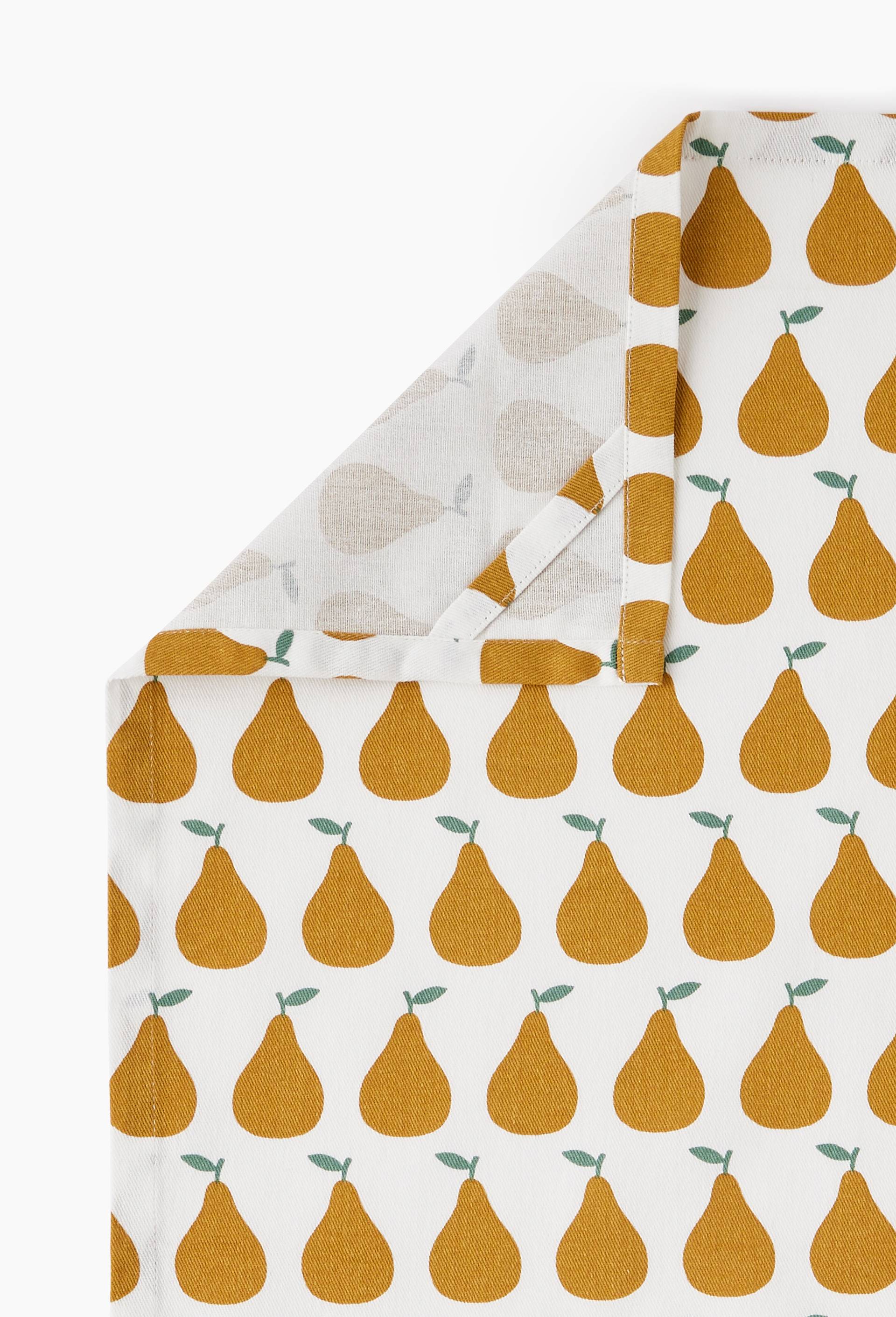 Torchon imprim&eacute;, 50x70, coton recycle, Jaune fonc&eacute;, large image number 2.0