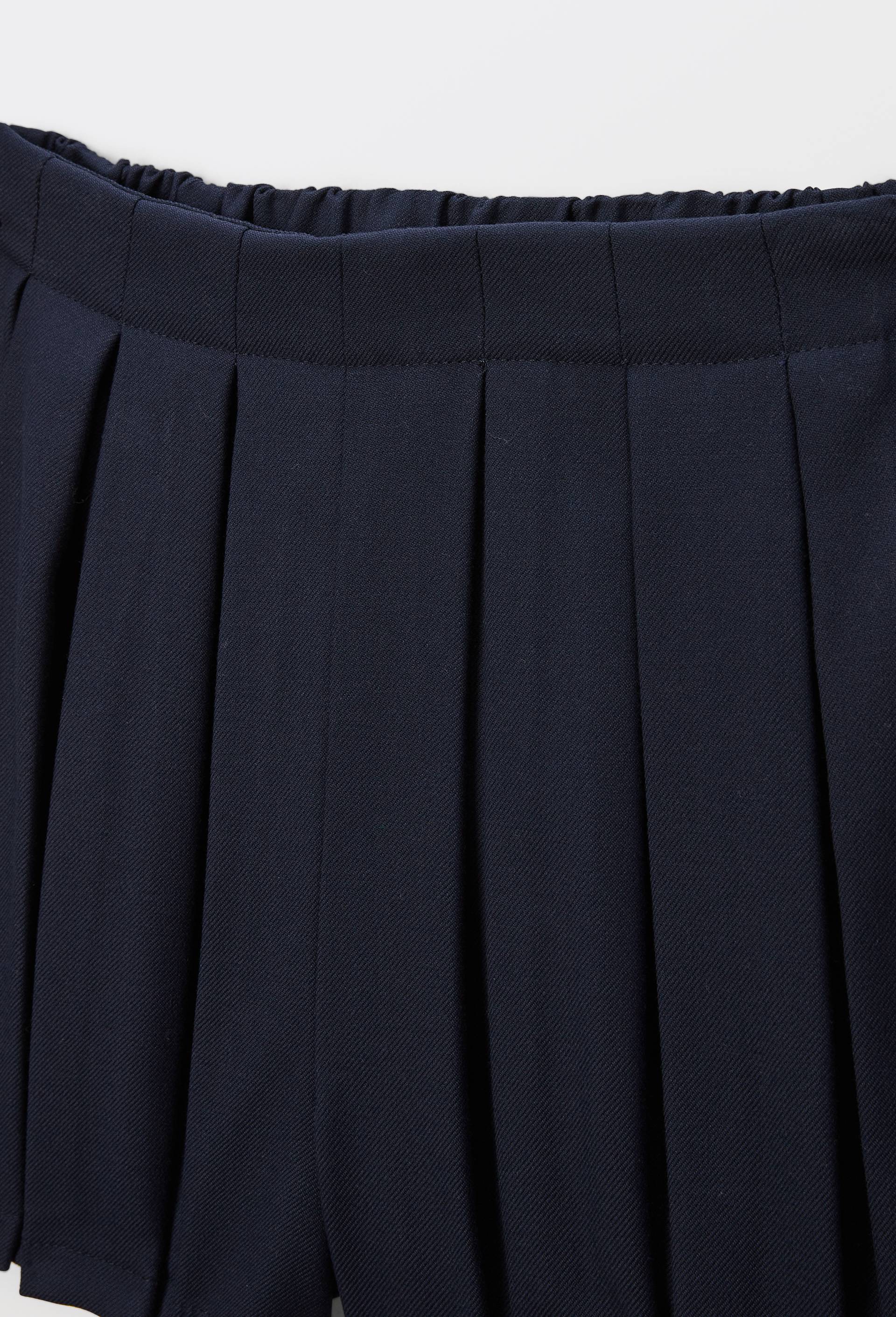 Jupe-short pliss&eacute;e unie, Bleu fonc&eacute;, large image number 2.0
