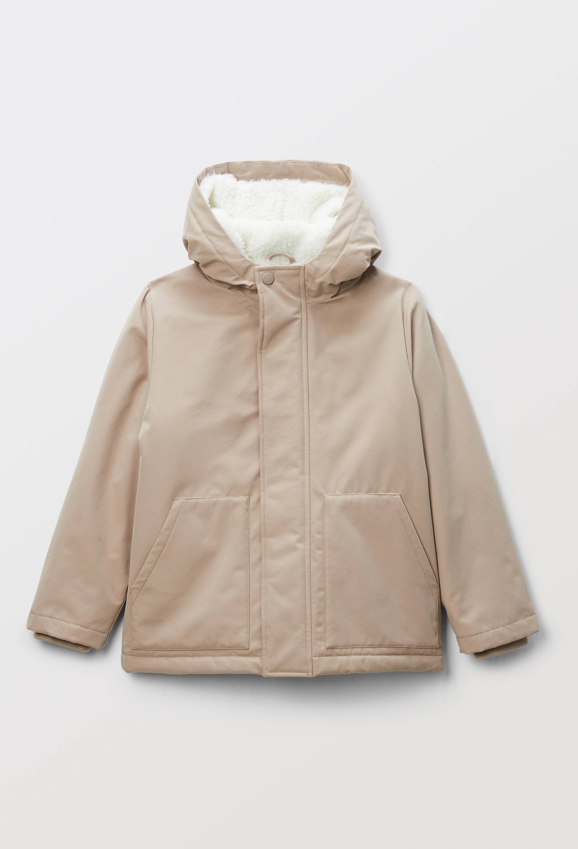 Parka &agrave; capuche unie doubl&eacute;e sherpa, Beige, large image number 0