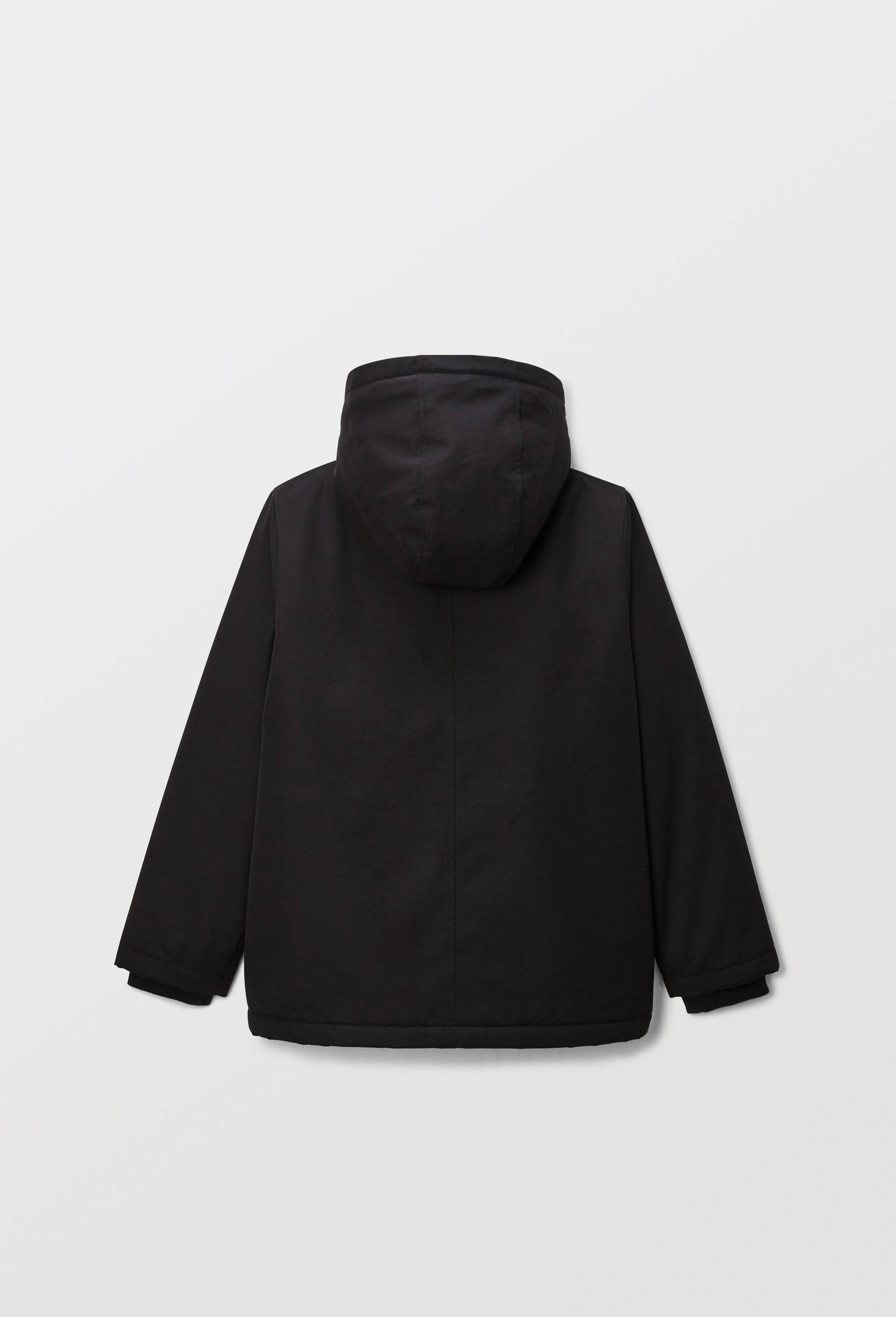 Parka &agrave; capuche unie doubl&eacute;e sherpa, Noir, large image number 1