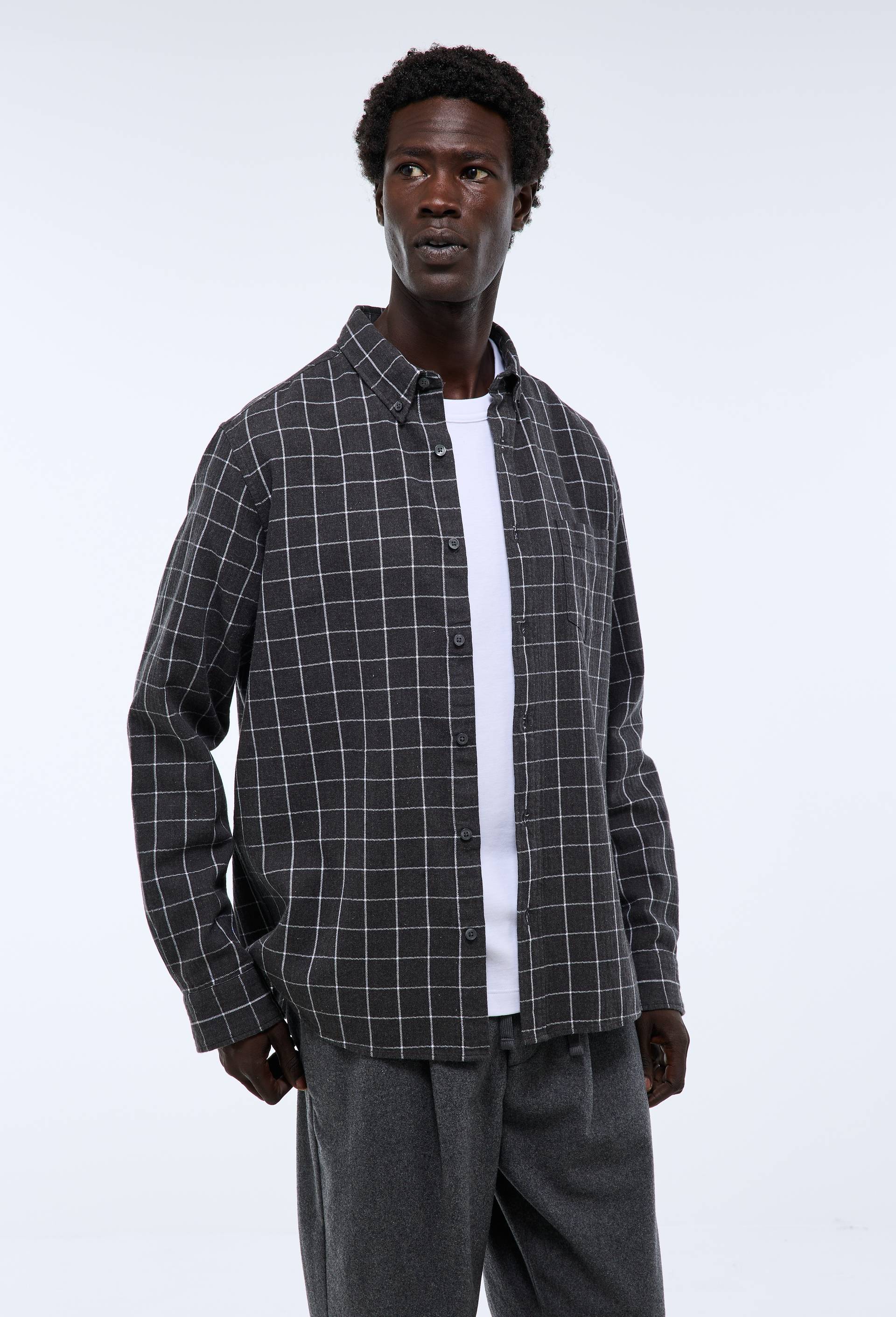 Chemise en flanelle &agrave; carreaux en coton BIO GOTS, Gris fonc&eacute;, large image number 0