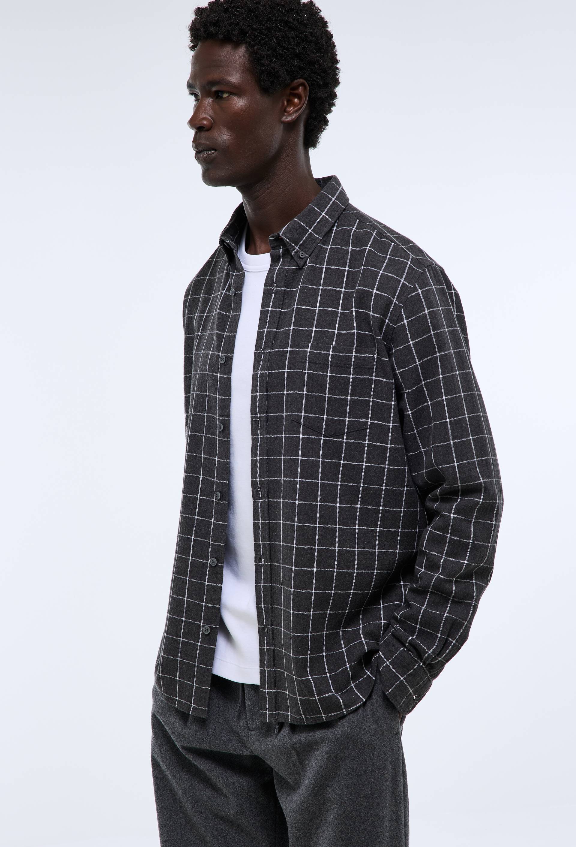 Chemise en flanelle &agrave; carreaux en coton BIO GOTS, Gris fonc&eacute;, large image number 1
