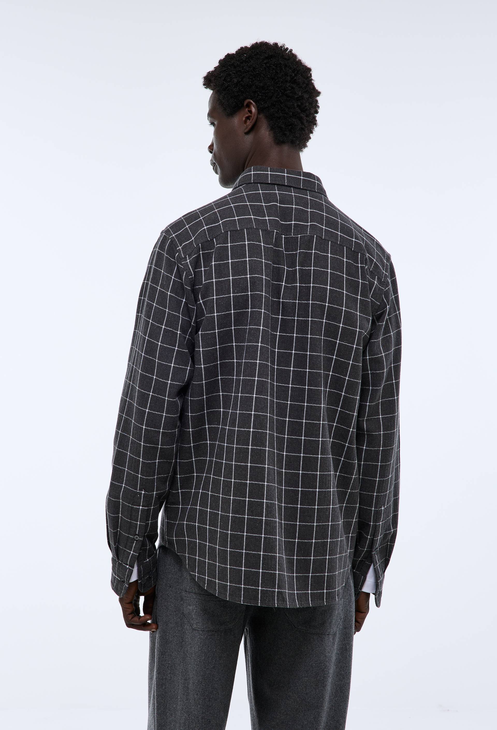 Chemise en flanelle &agrave; carreaux en coton BIO GOTS, Gris fonc&eacute;, large image number 2