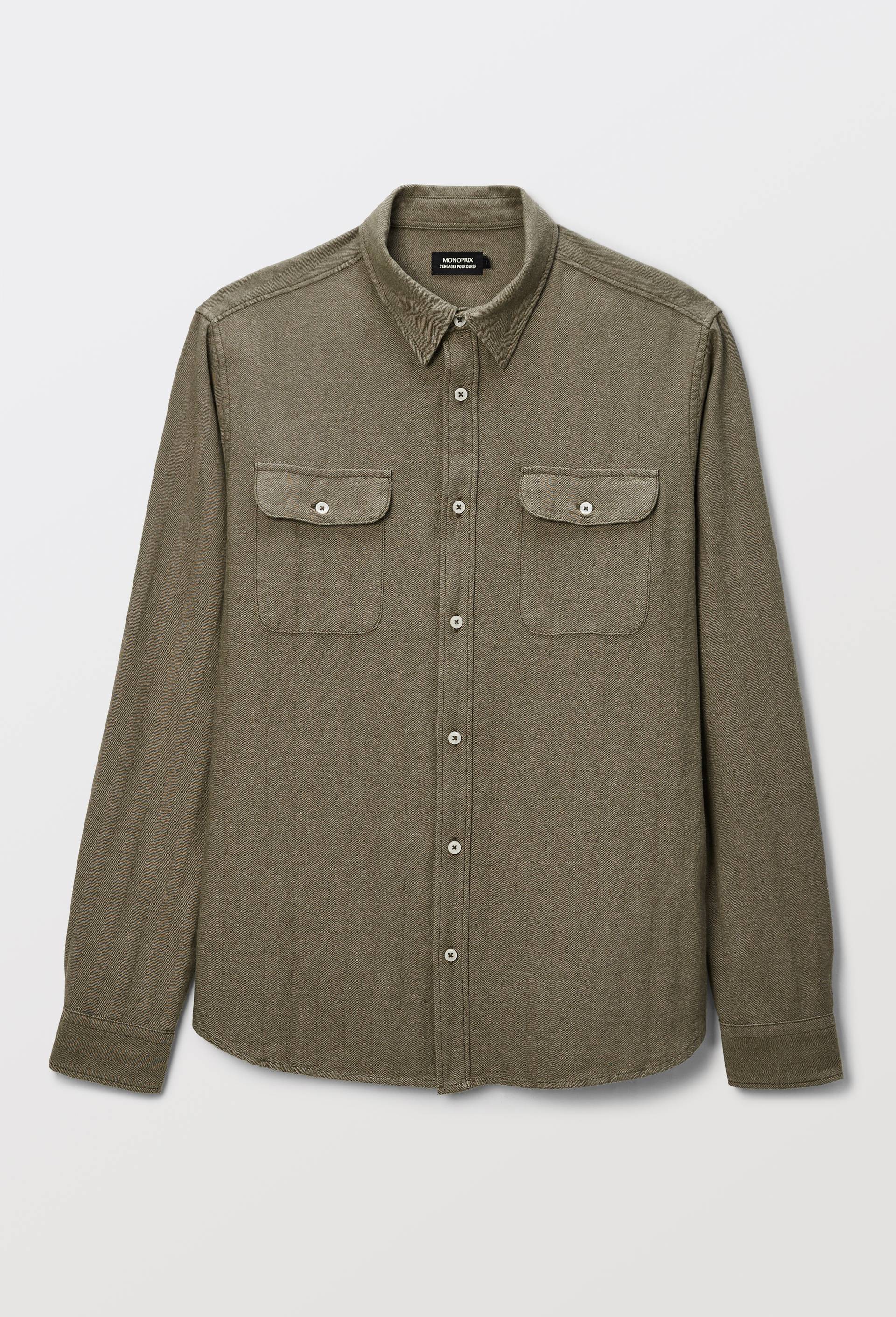 Chemise en flanelle à carreaux en coton BIO GOTS VERT FONCE pour homme ...