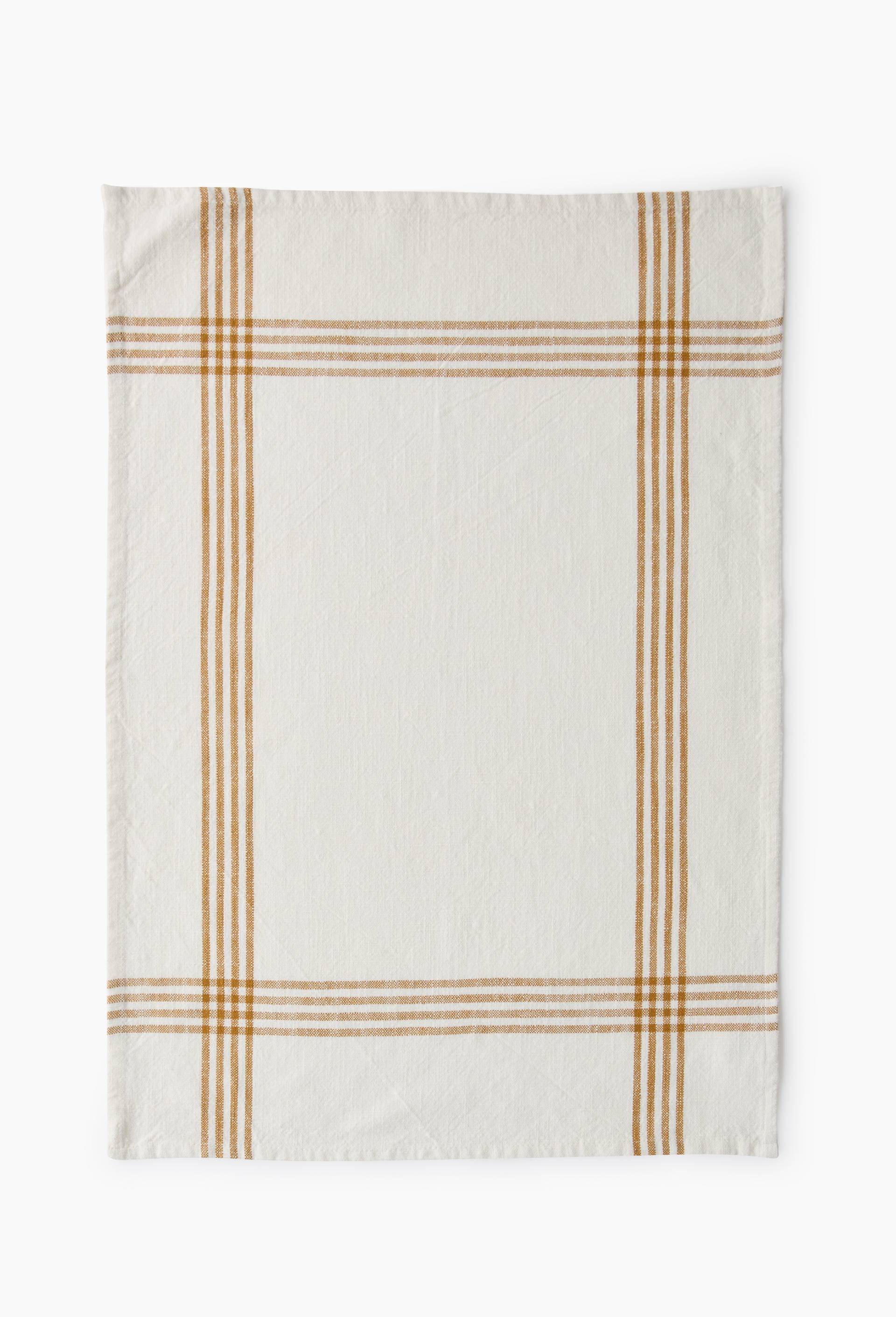 Torchon &agrave; bandes, 50x70cm, coton, Jaune fonc&eacute;, large image number 1