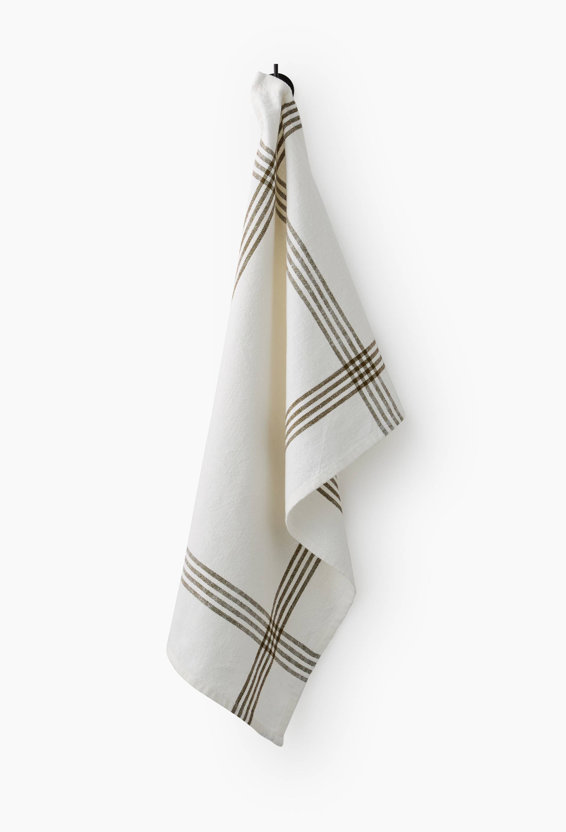 Torchon &agrave; bandes, 50x70cm, coton, Vert fonc&eacute;, swatch image