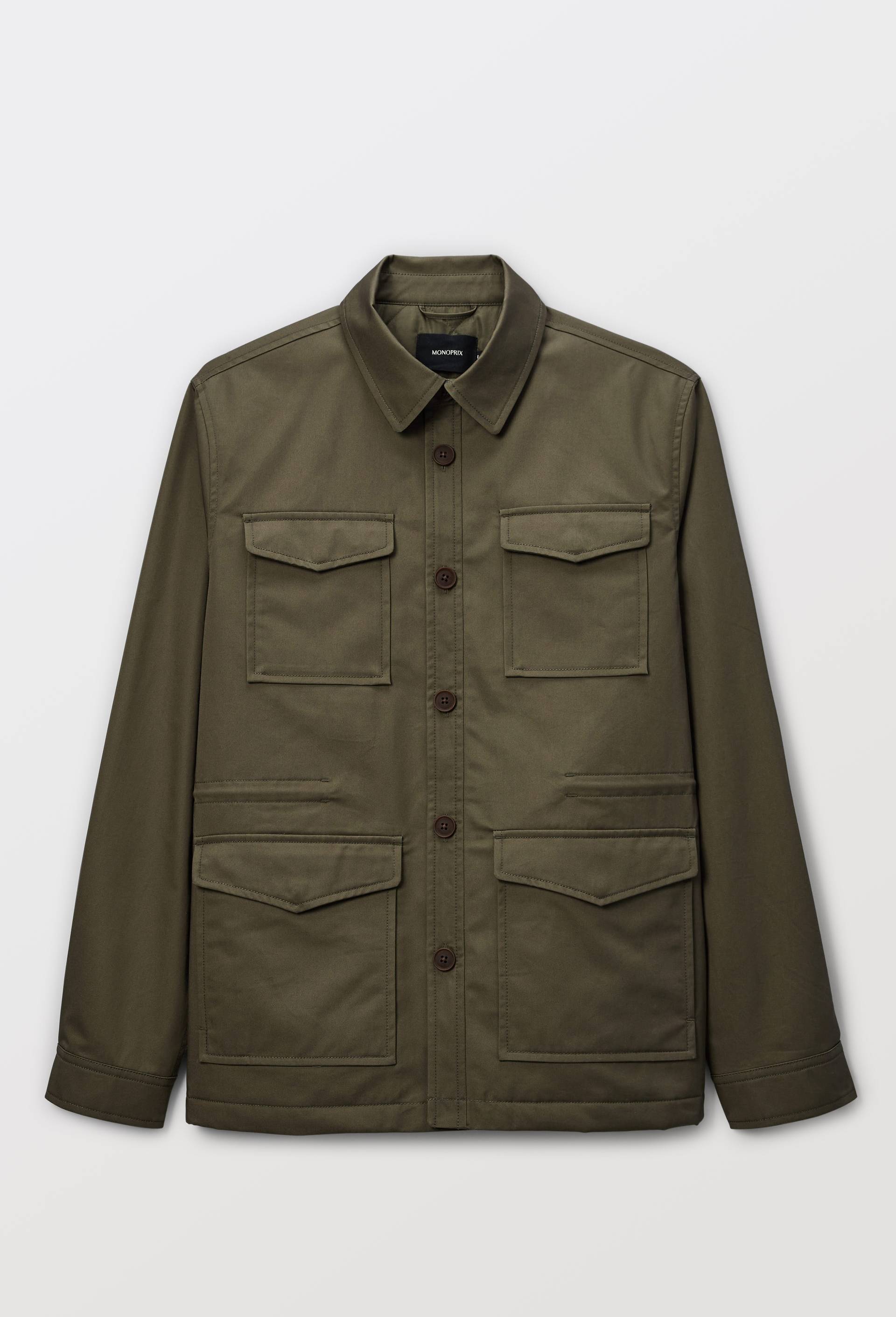 Veste &agrave; poches doubl&eacute;e, en coton, Vert fonc&eacute;, large image number 4