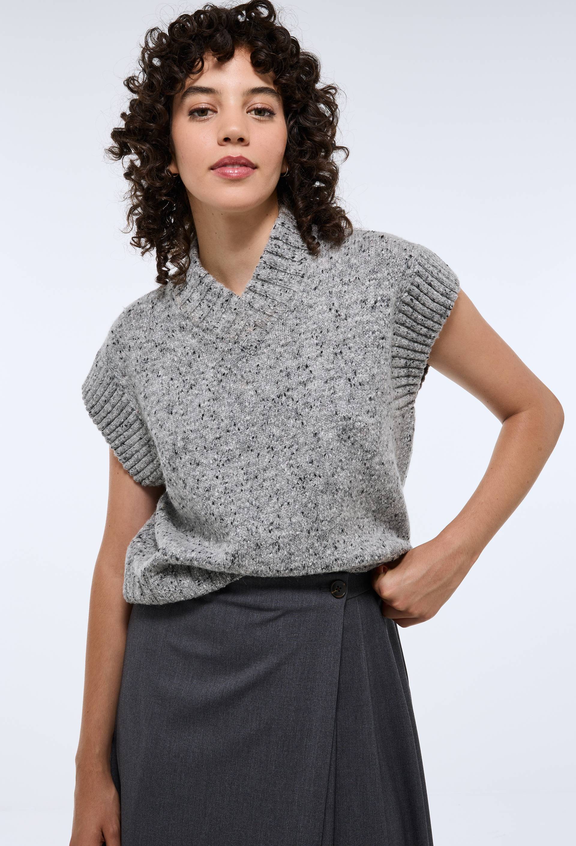 Pull En Tricot Homme Sans Manche Col V Coupe Décontractée Casual Gris