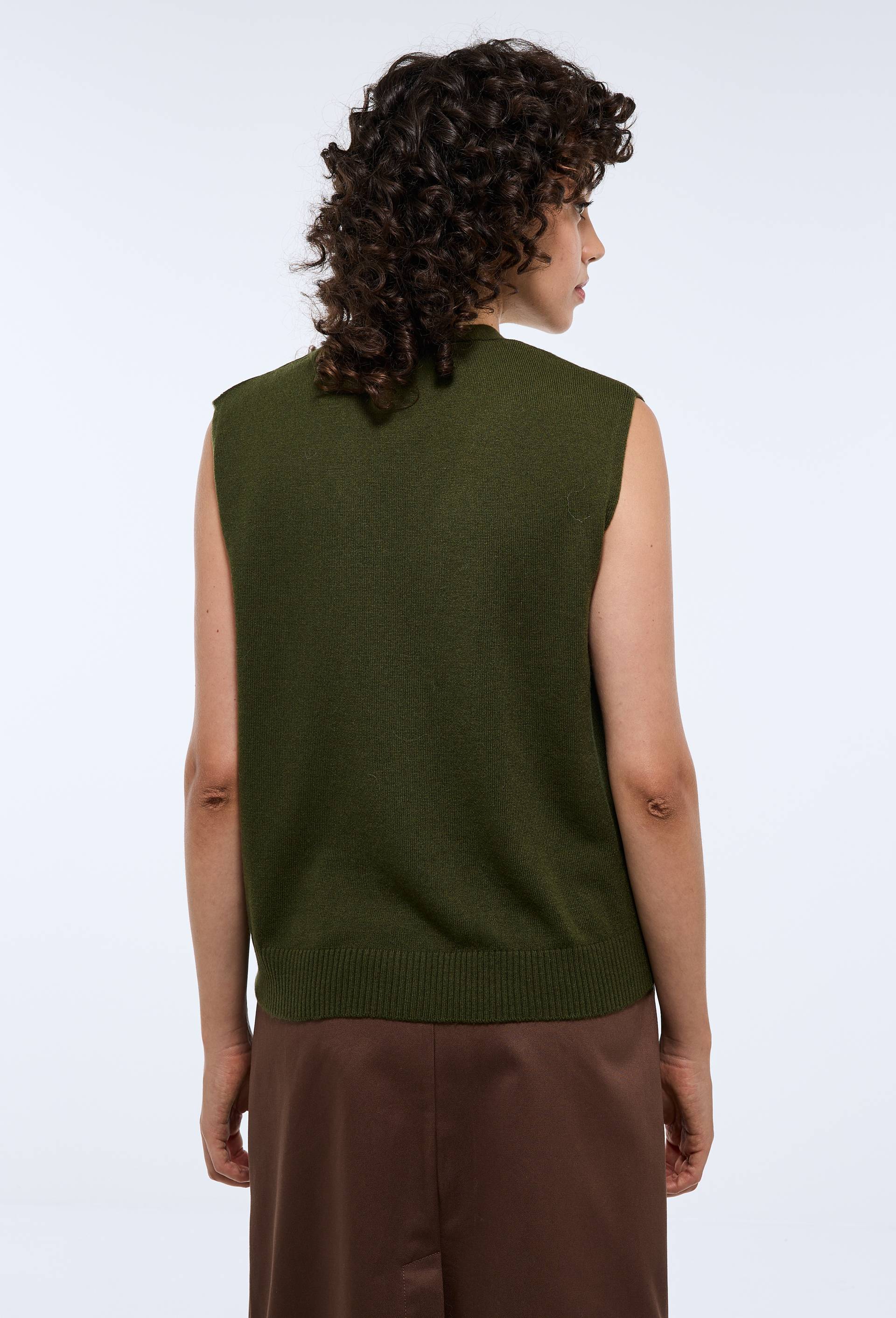 Cardigan sans manches contenant de la laine, Vert fonc&eacute;, large image number 1