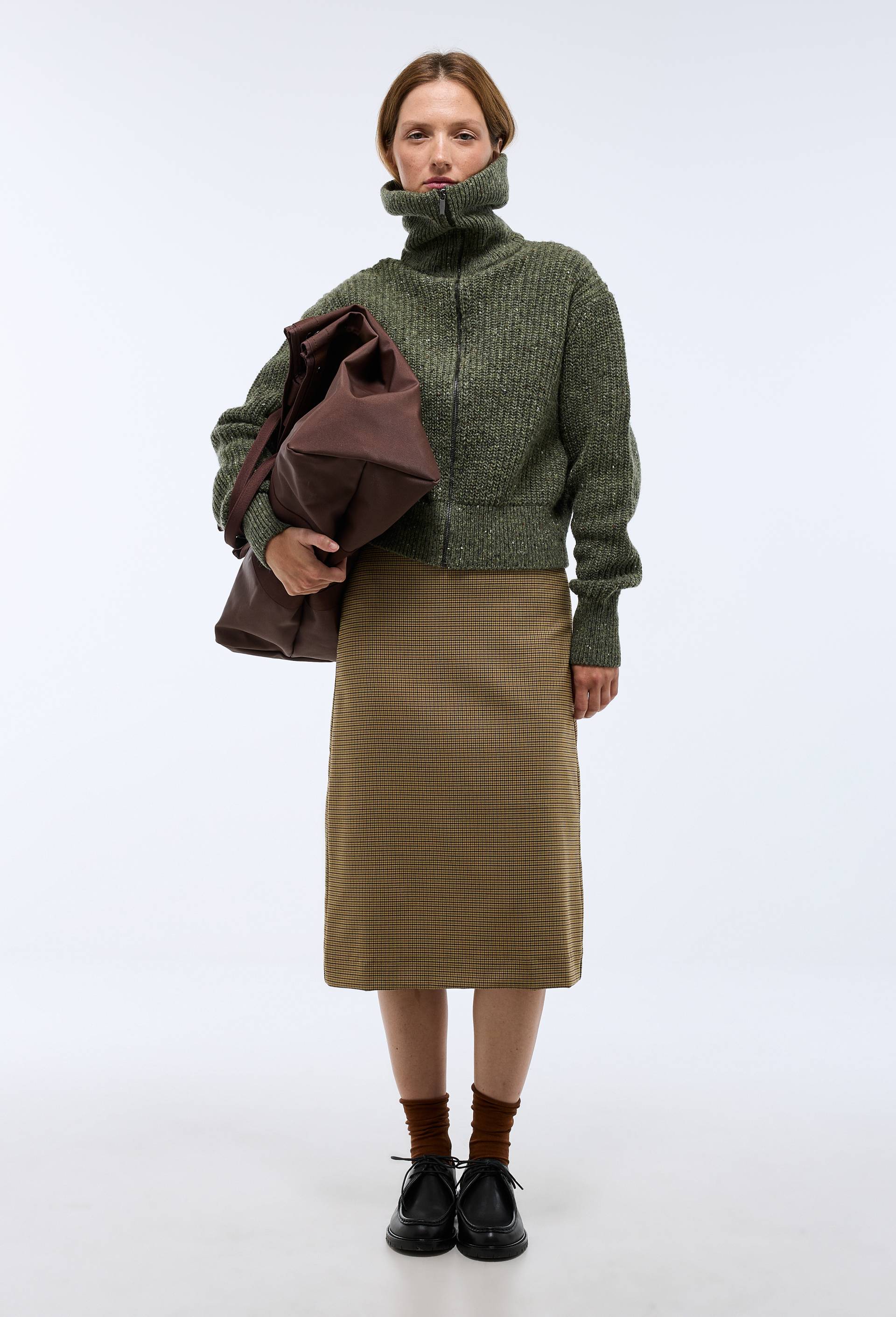 Cardigan zippé en maille côtelée contenant de la laine merinos - MONOPRIX - Modalova