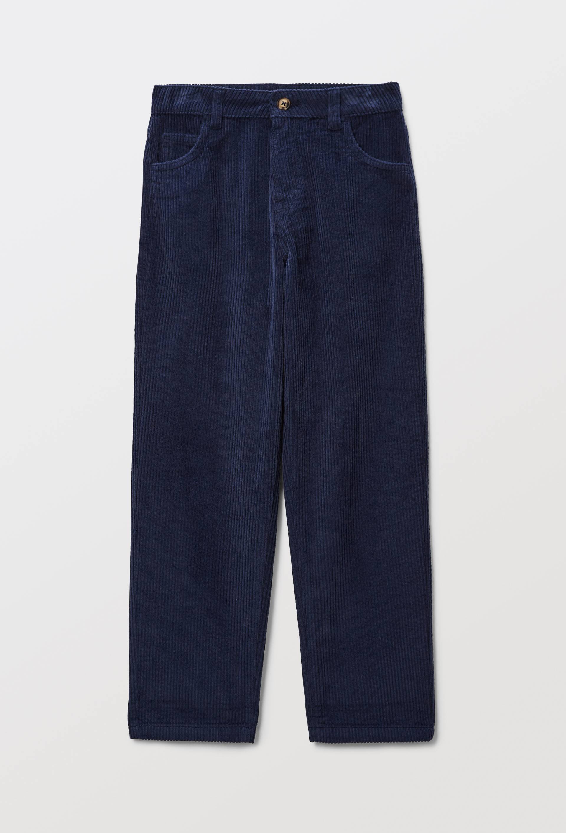 Pantalon uni en velours c&ocirc;tel&eacute;, Bleu fonc&eacute;, large image number 0