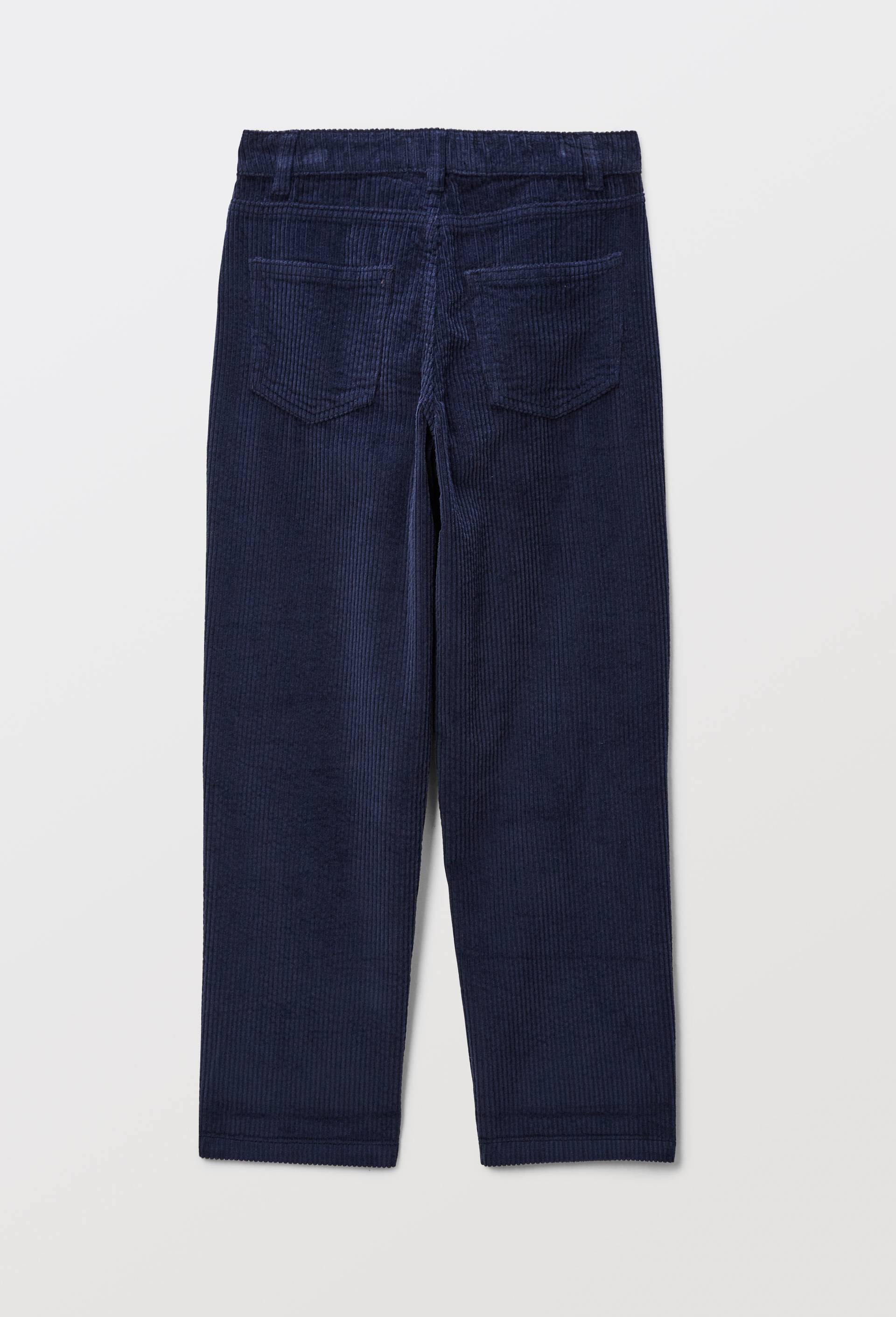 Pantalon uni en velours c&ocirc;tel&eacute;, Bleu fonc&eacute;, large image number 1.0