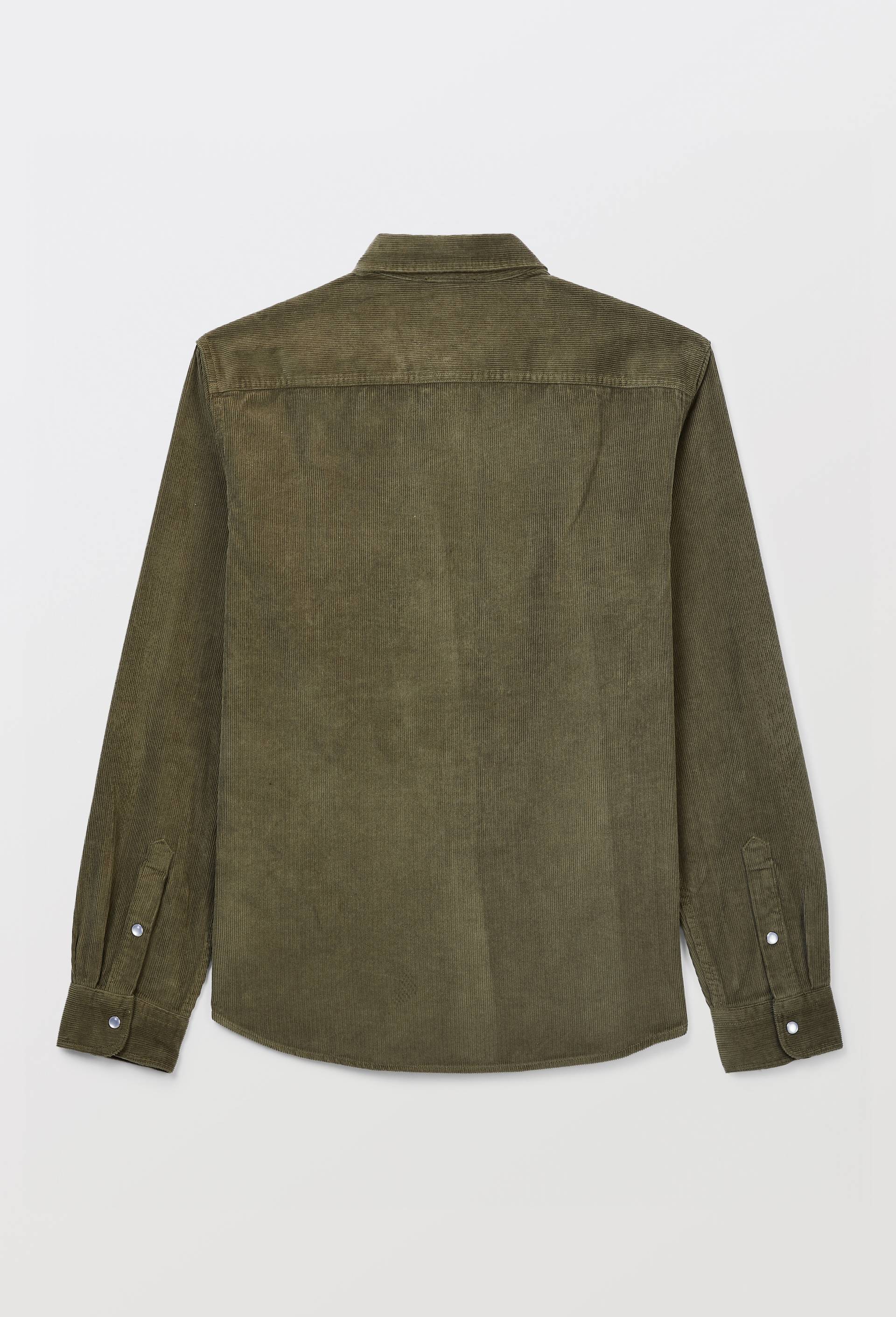 Chemise manches longues &agrave; snaps velours en coton BIO GOTS, Vert clair, large image number 3.0