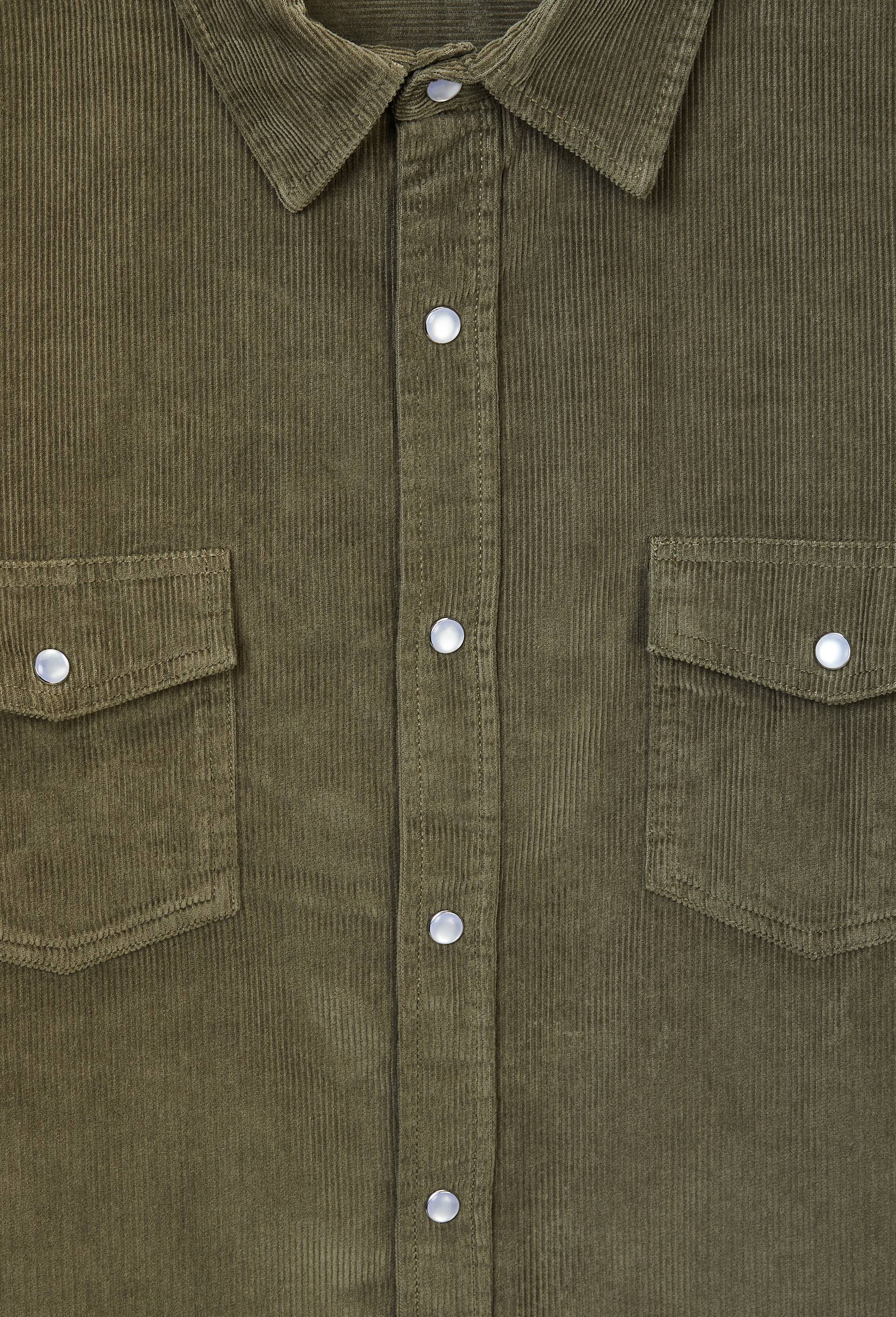 Chemise manches longues &agrave; snaps velours en coton BIO GOTS, Vert clair, large image number 4.0