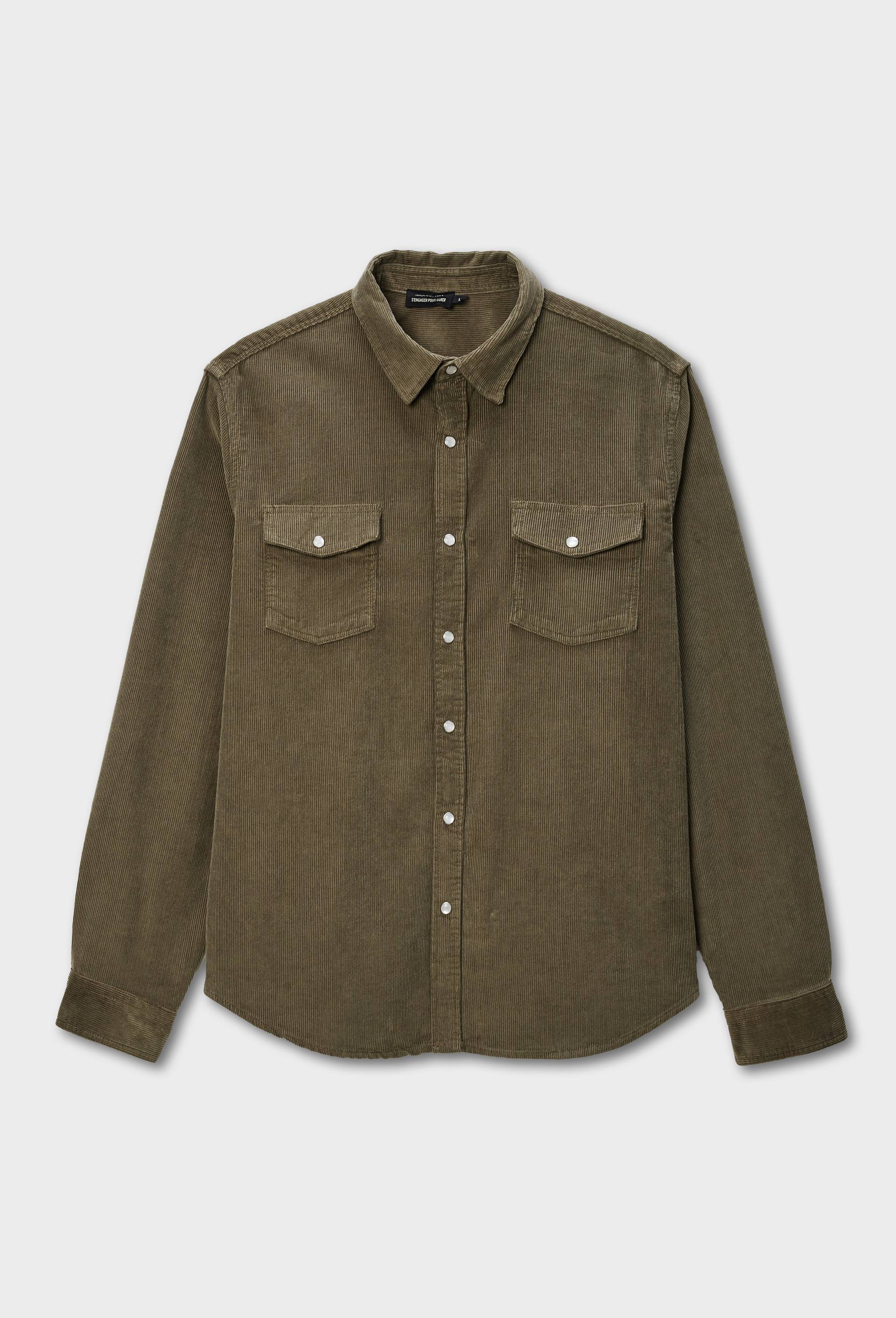 Chemise manches longues &agrave; snaps velours en coton BIO GOTS, Vert clair, large image number 5