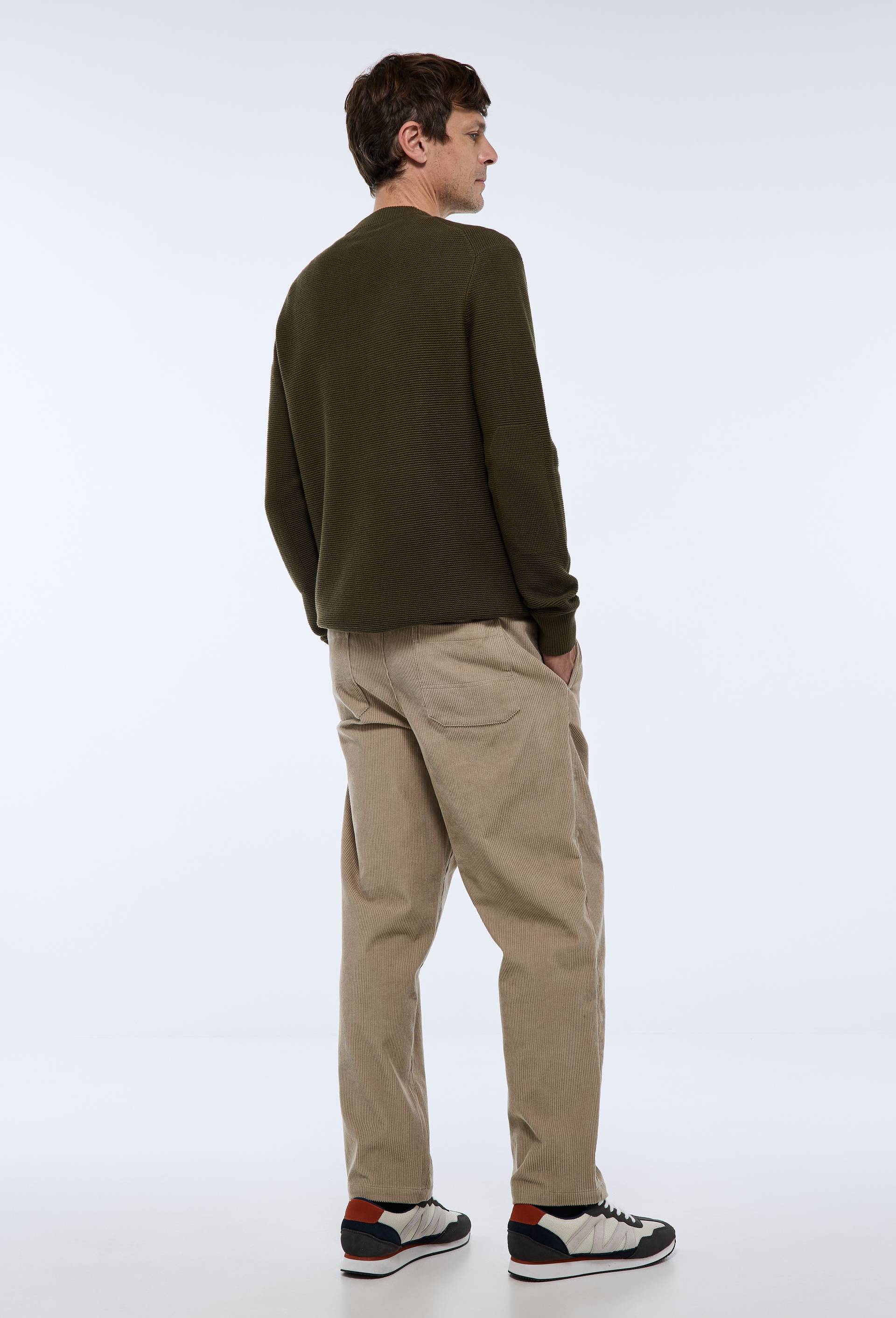 Pantalon en velours &agrave; pinces taille &eacute;lastiqu&eacute;e en coton BIO GOTS, Beige clair, large image number 3