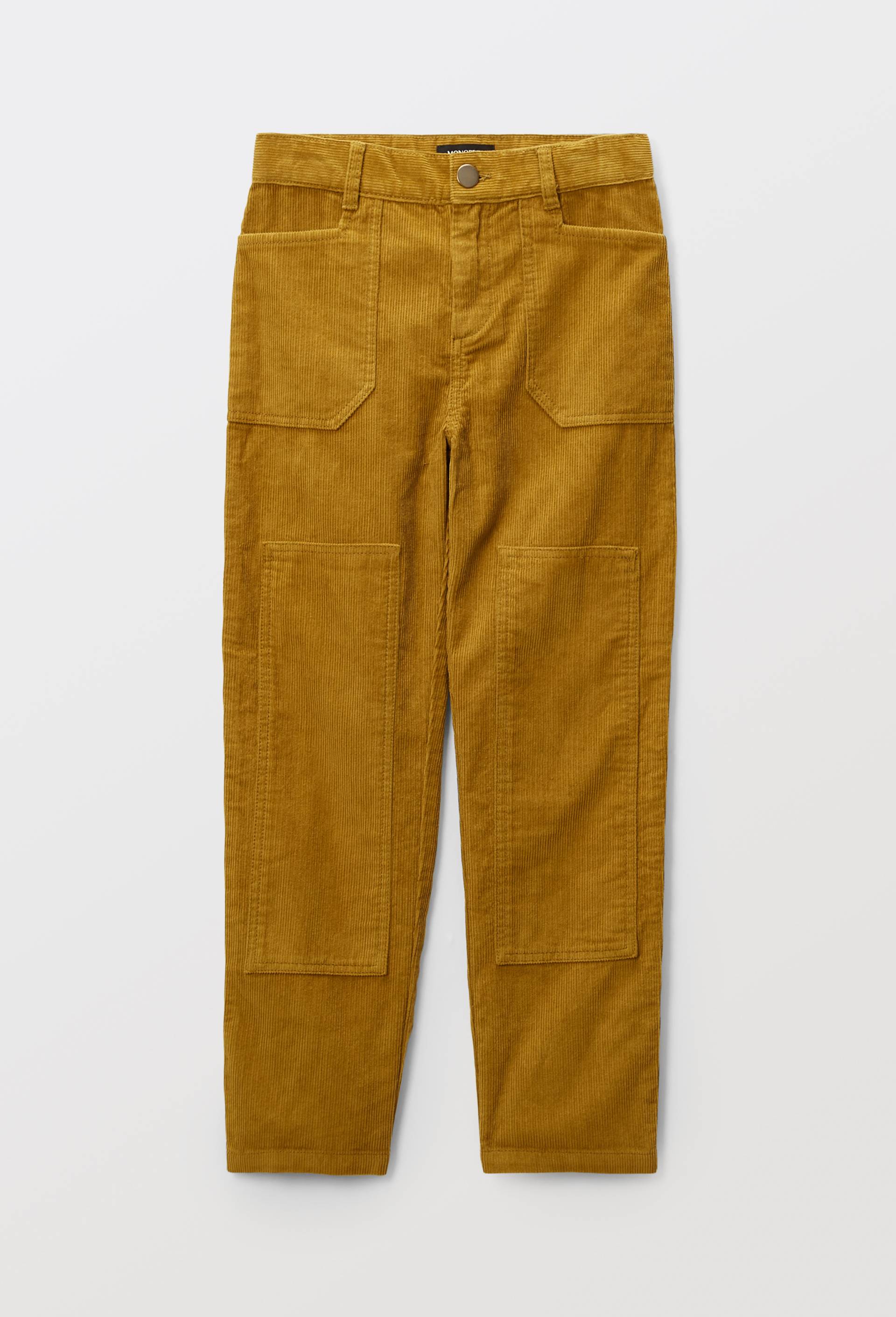 Pantalon large en velours c&ocirc;tel&eacute; en coton, Jaune fonc&eacute;, large image number 1