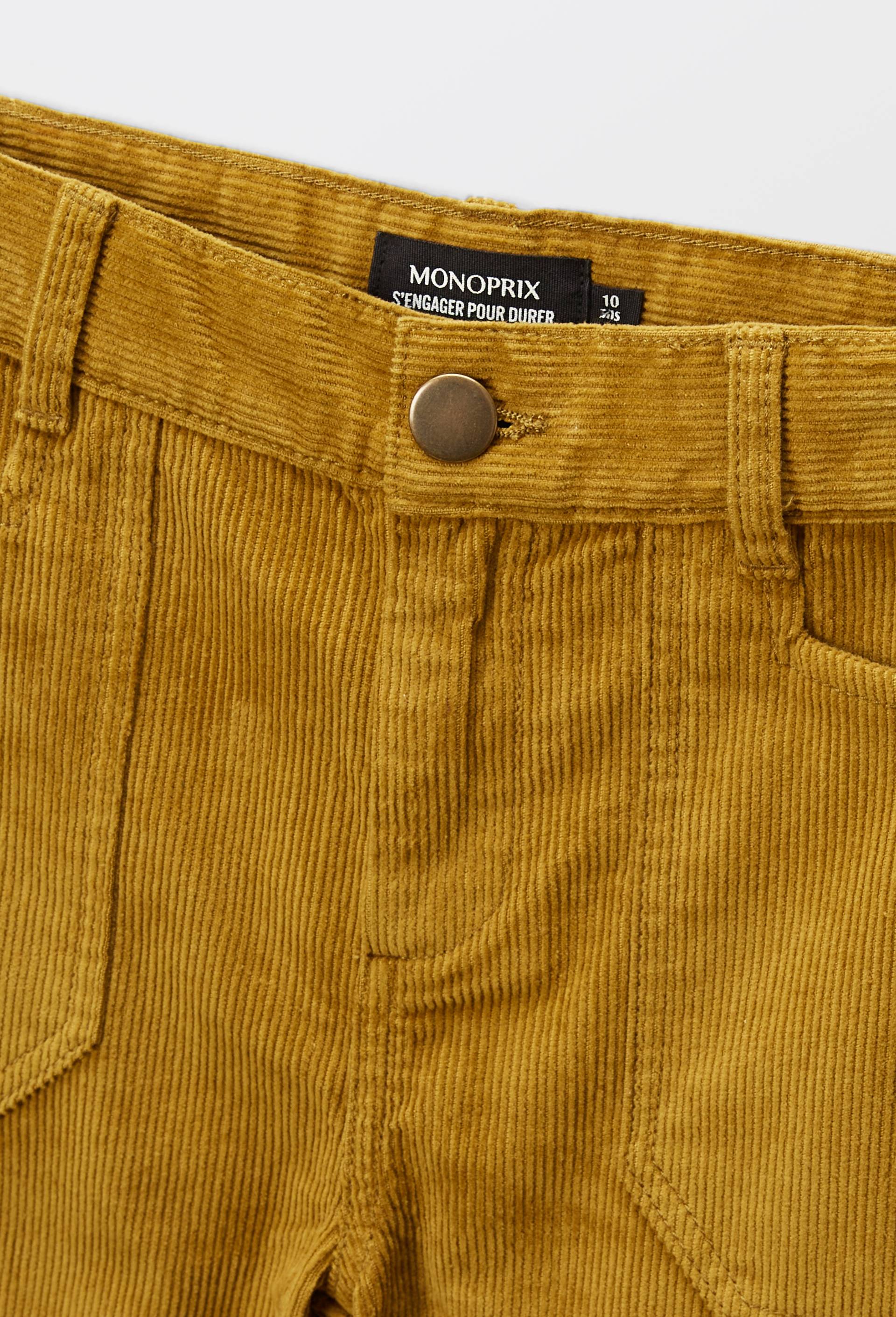Pantalon large en velours c&ocirc;tel&eacute; en coton, Jaune fonc&eacute;, large image number 3