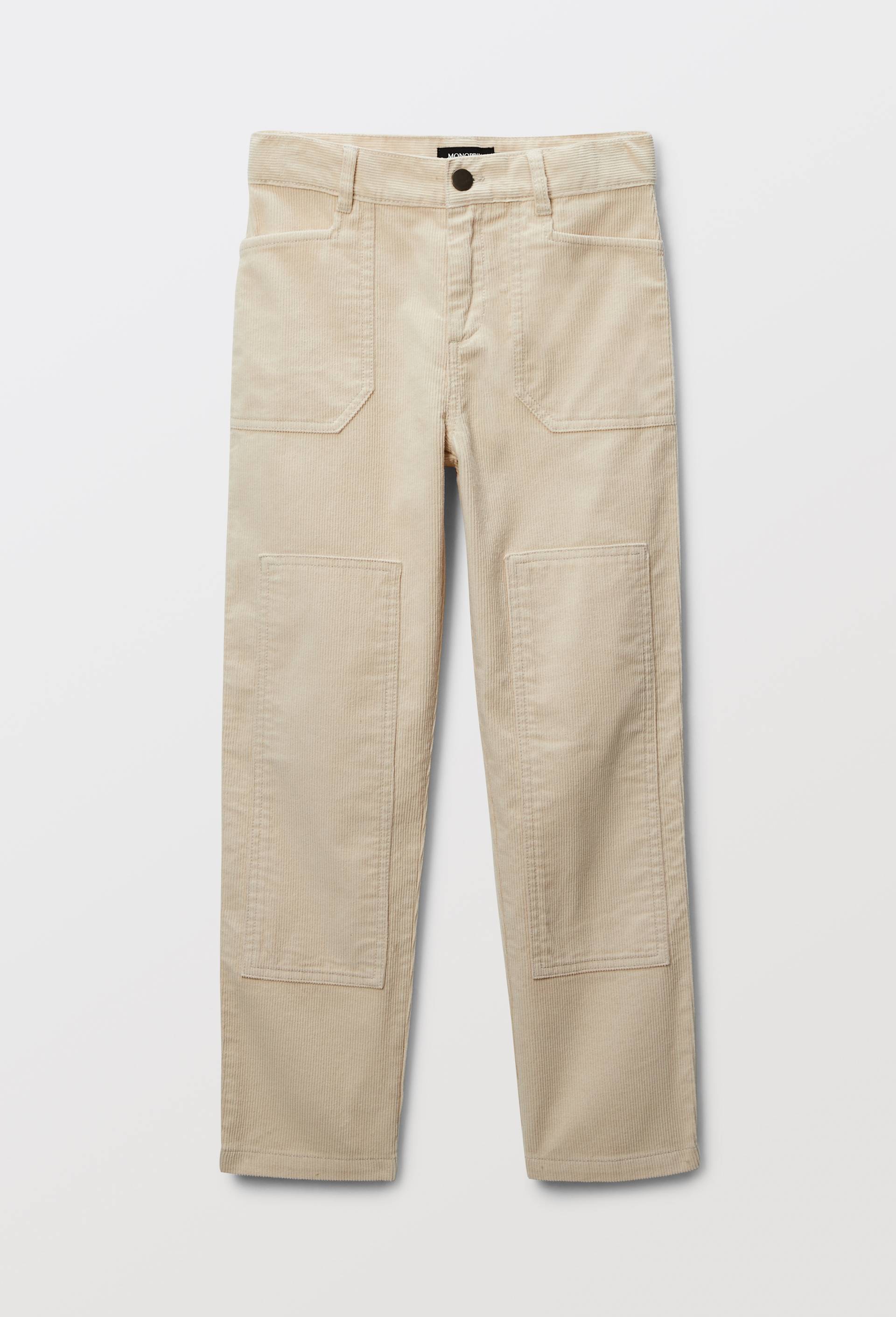 Pantalon large en velours c&ocirc;tel&eacute; en coton, Beige clair, large image number 1
