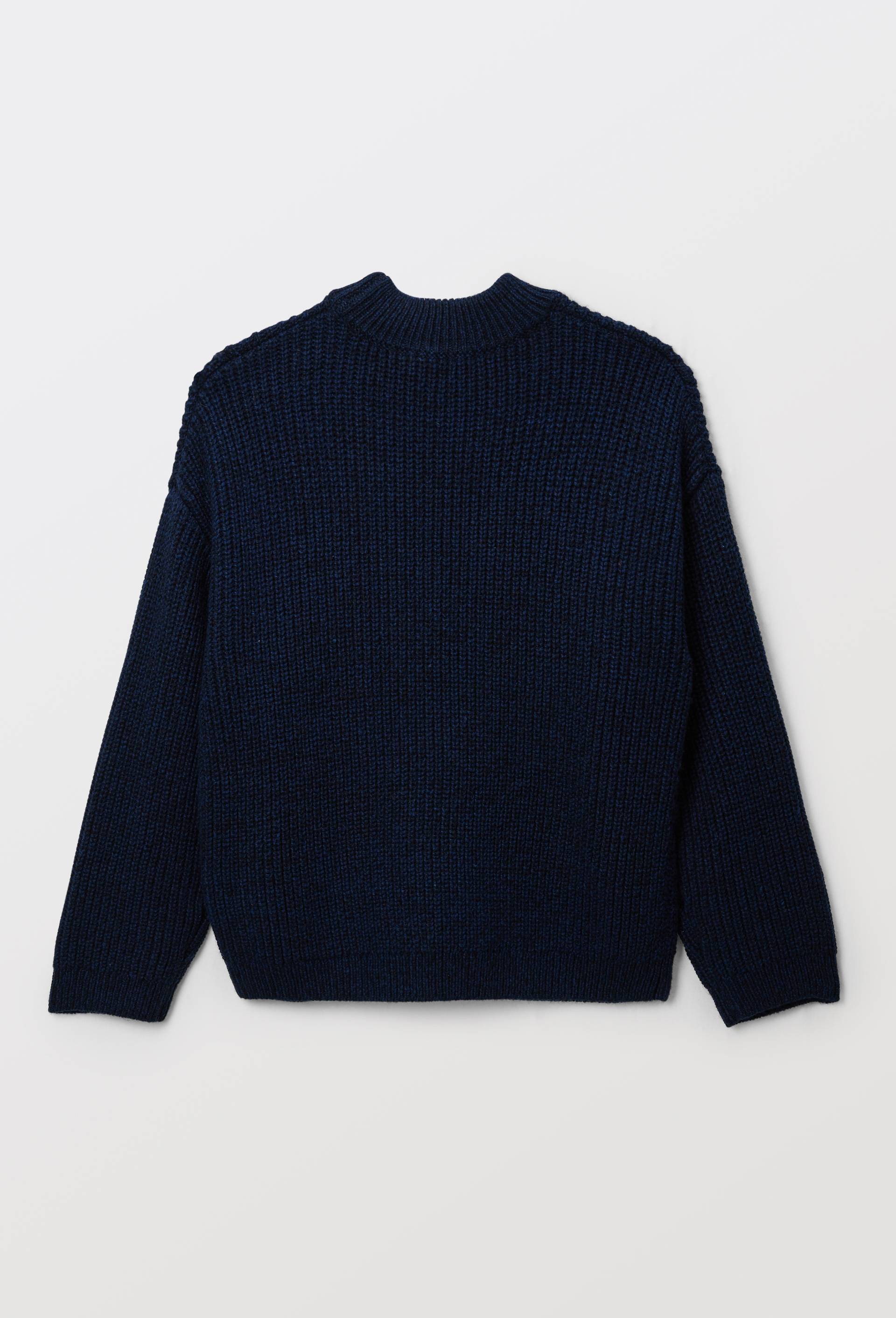 Pull col rond en maille uni, Bleu fonc&eacute;, large image number 1