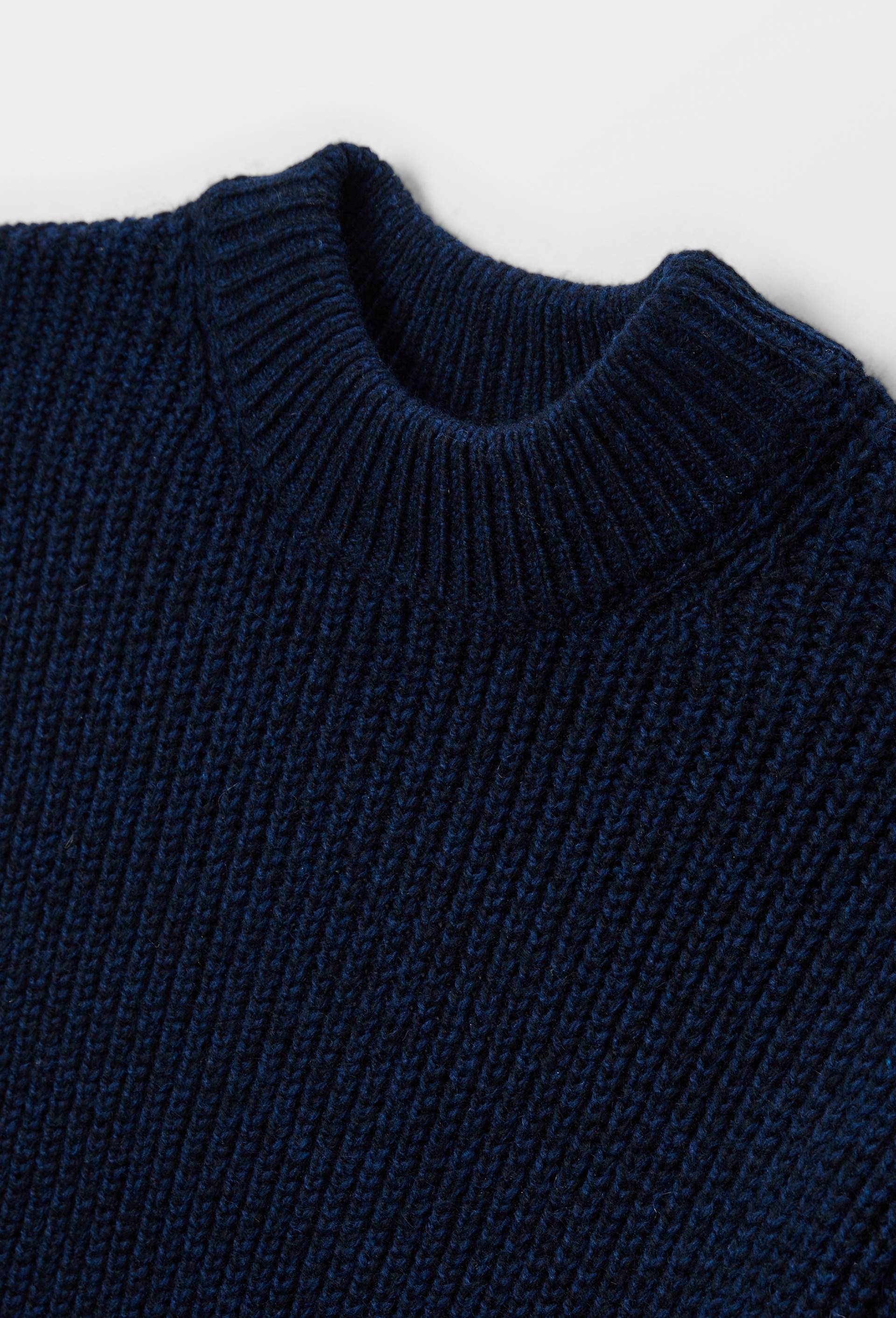 Pull col rond en maille uni, Bleu fonc&eacute;, large image number 2