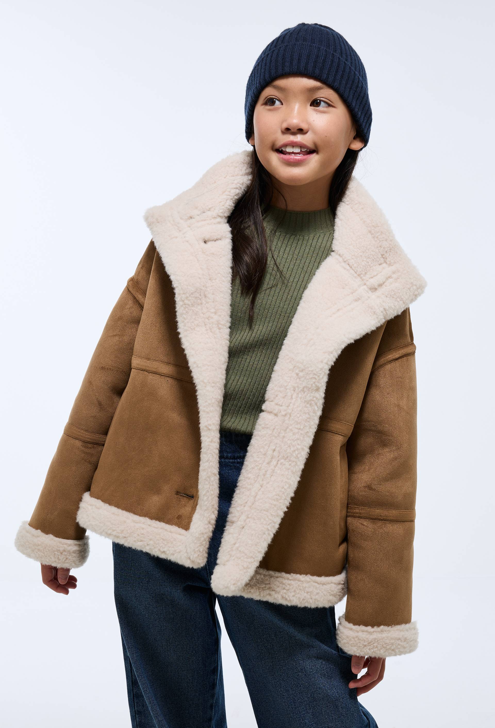 Manteau effet peau lain&eacute;e, Brun clair, large image number 2