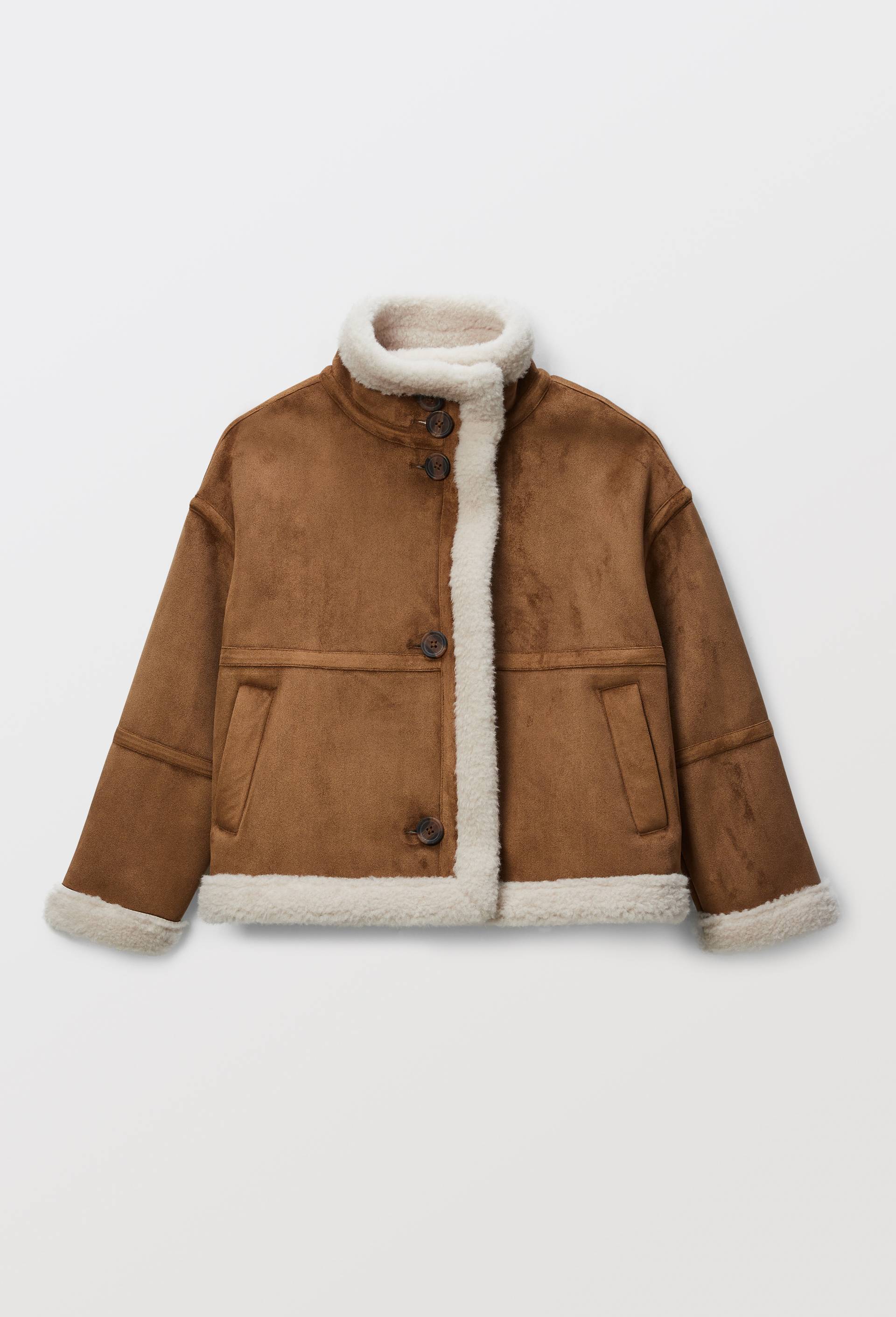 Manteau effet peau lain&eacute;e, Brun clair, large image number 4.0