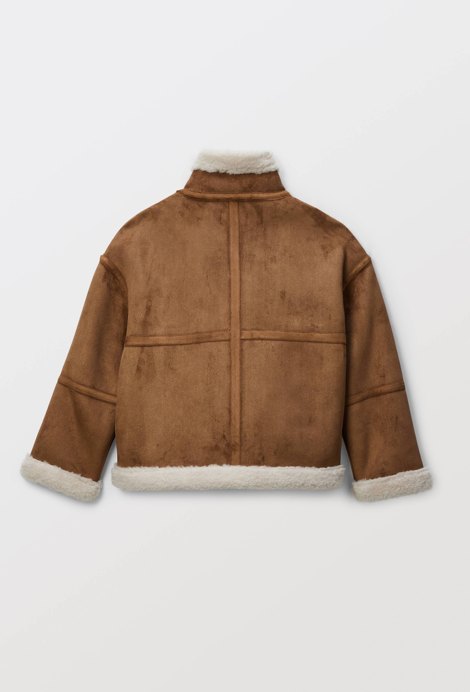 Manteau effet peau lain&eacute;e, Brun clair, large image number 5.0