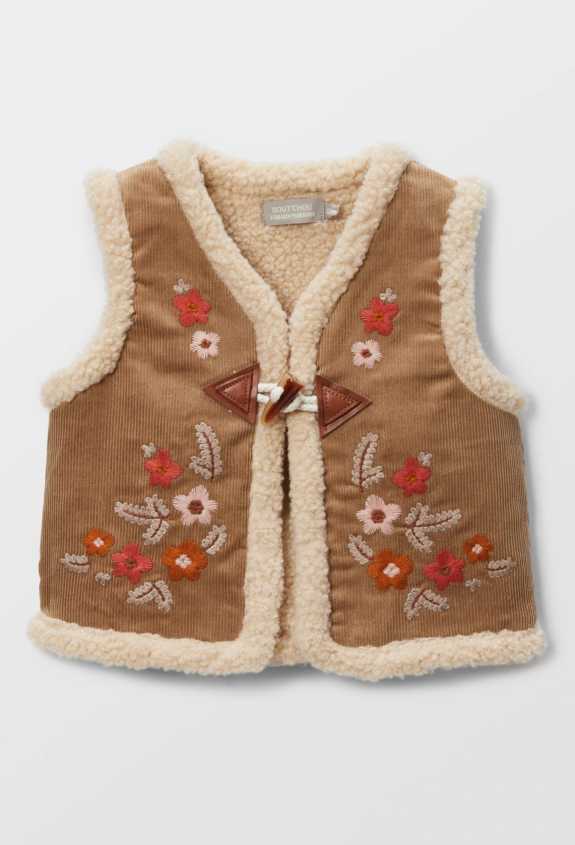 Gilet sans manches brod&eacute;, Beige, large image number 1.0