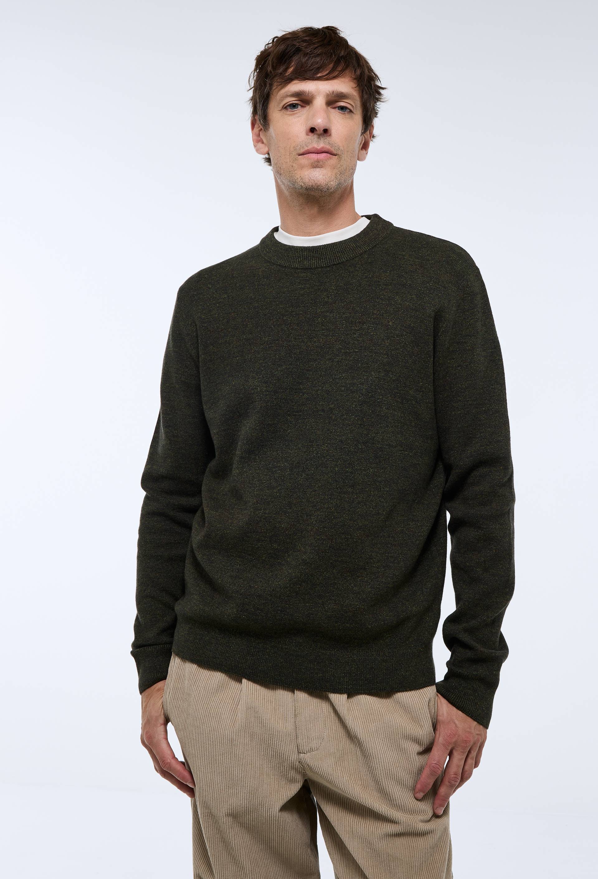 Pull col rond en coton et laine - MONOPRIX - Modalova