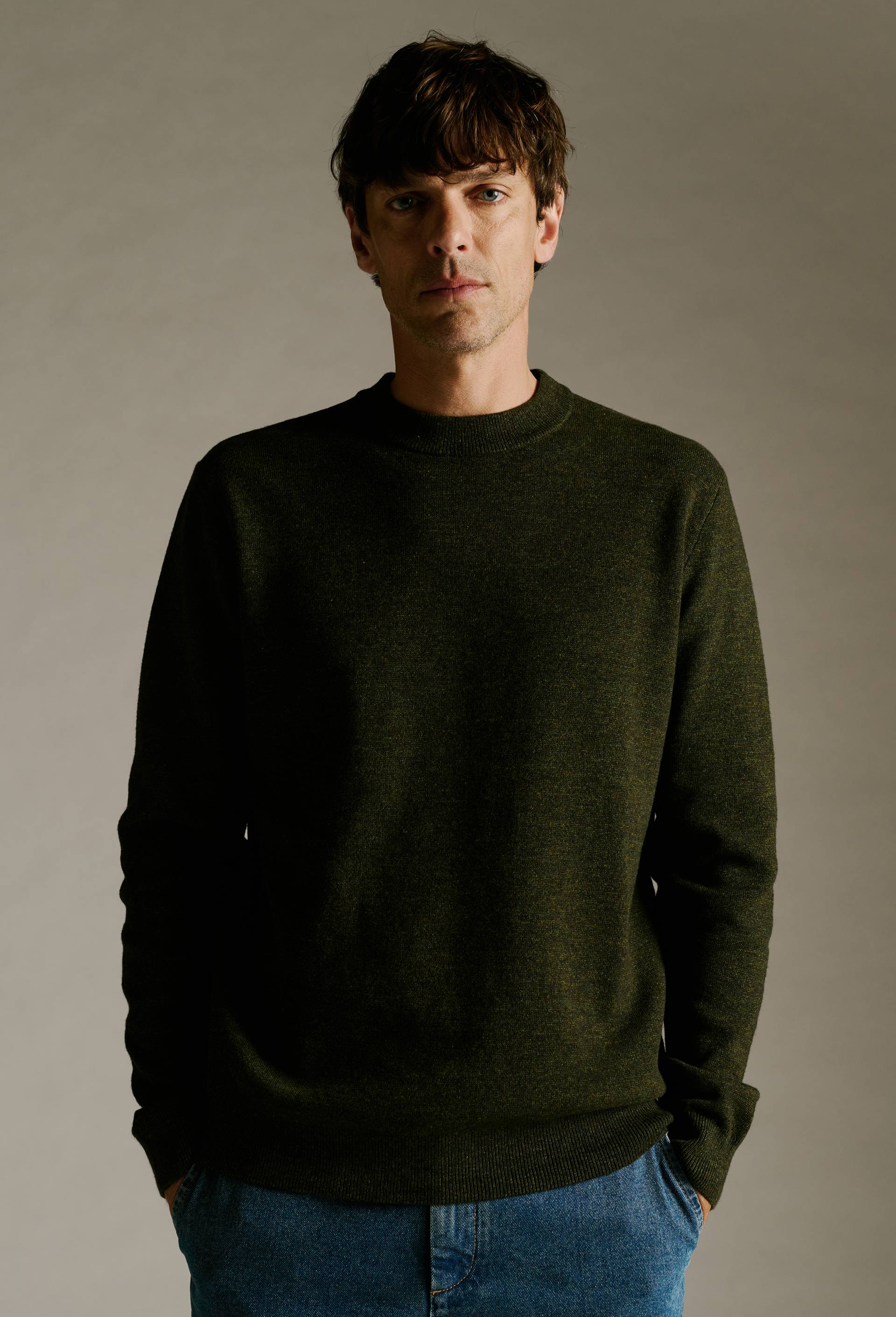 Pull col rond en coton et laine - MONOPRIX - Modalova