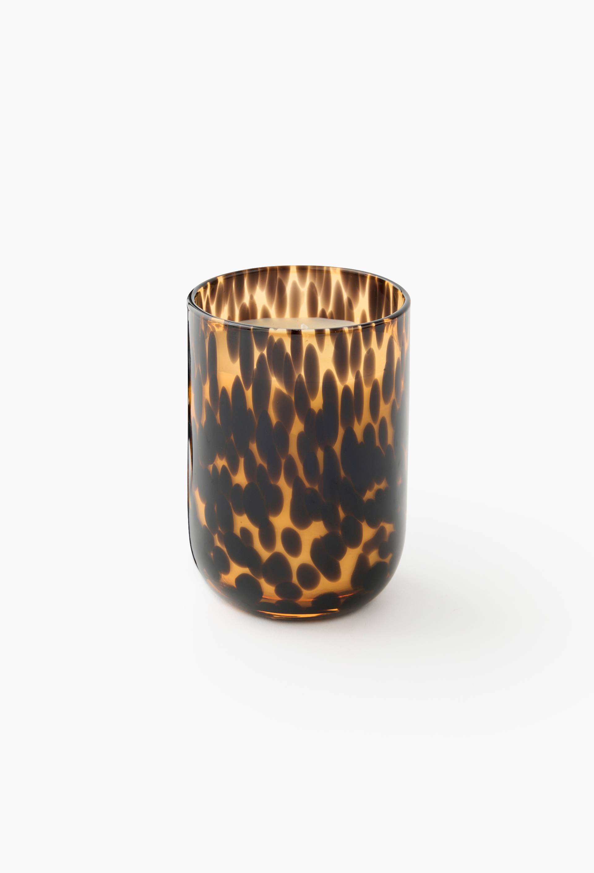 Bougie dans pot, 7,8xH11,5cm, en verre, Jaune fonc&eacute;, large image number 0.0