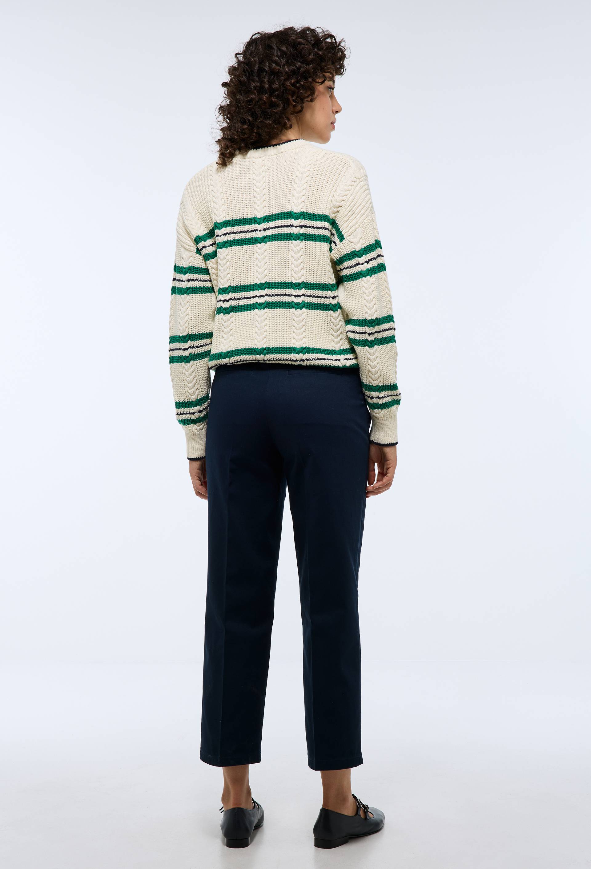 Pantalon droit en coton, Bleu fonc&eacute;, large image number 1.0