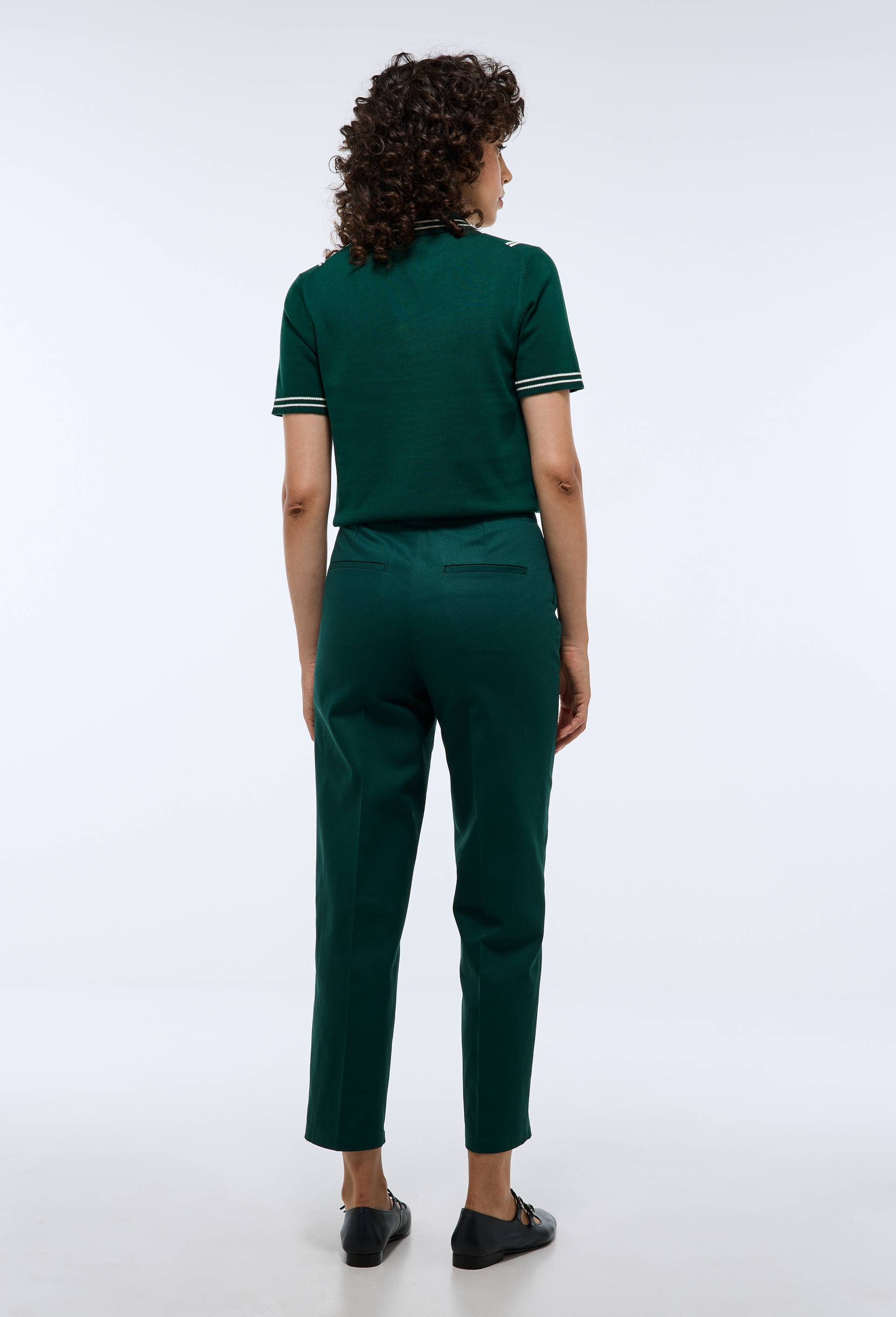 Pantalon droit en coton, Vert fonc&eacute;, large image number 1