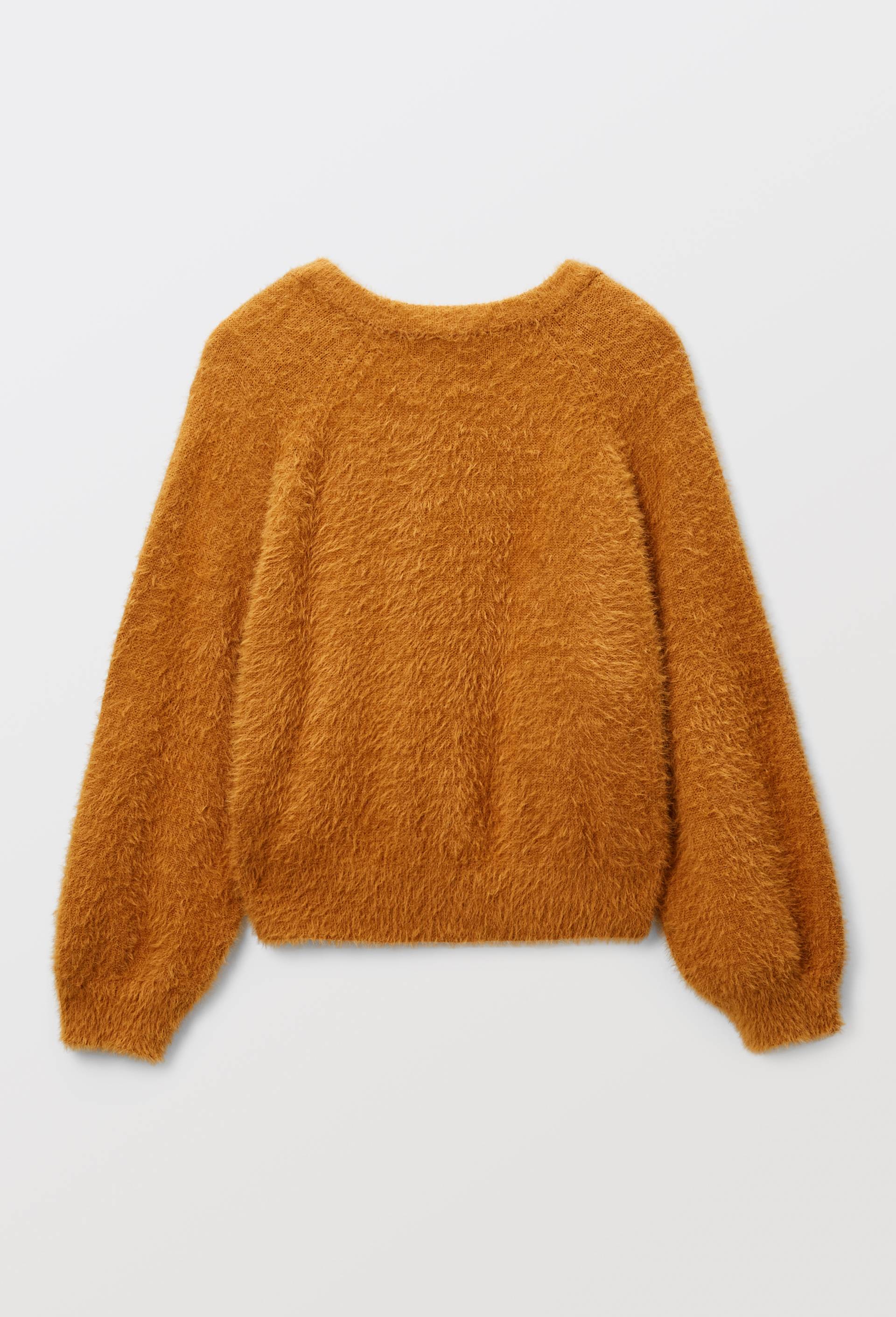 Cardigan uni effet poilu, Brun clair, large image number 2