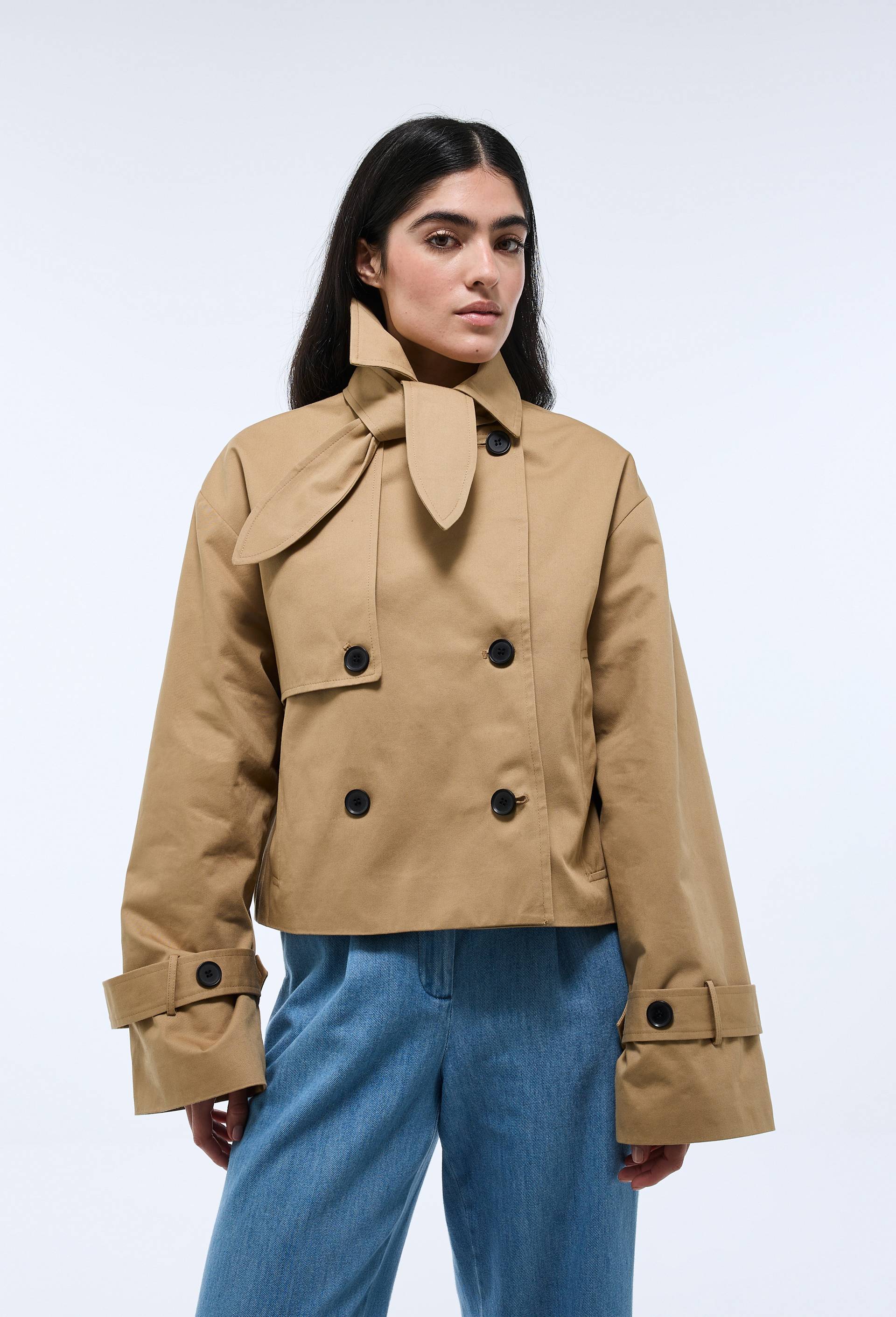 Trench court contenant du coton, Beige, large image number 1.0