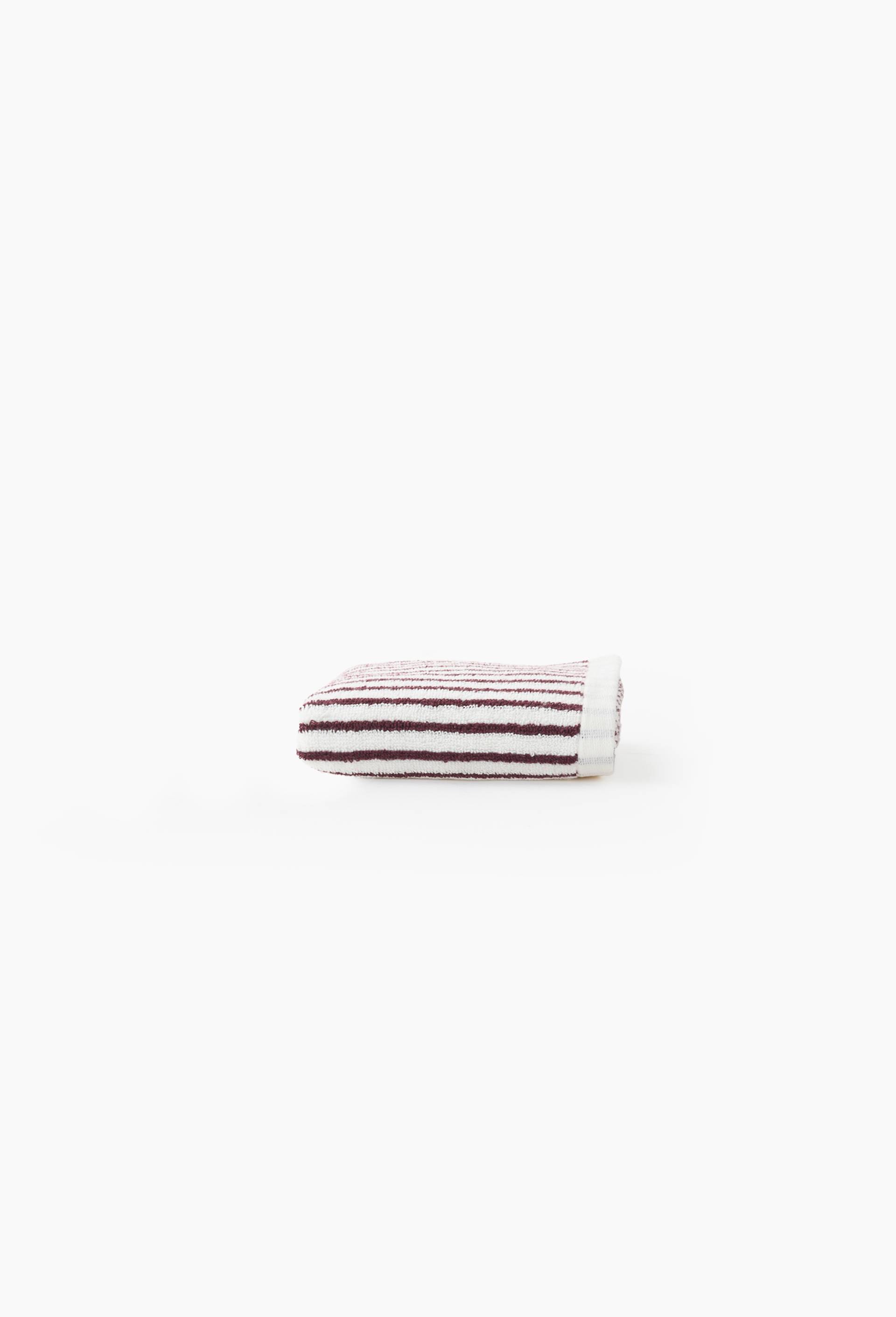 Serviette de bain rayée, en coton BIO GOTS, Rouge foncé, swatch image