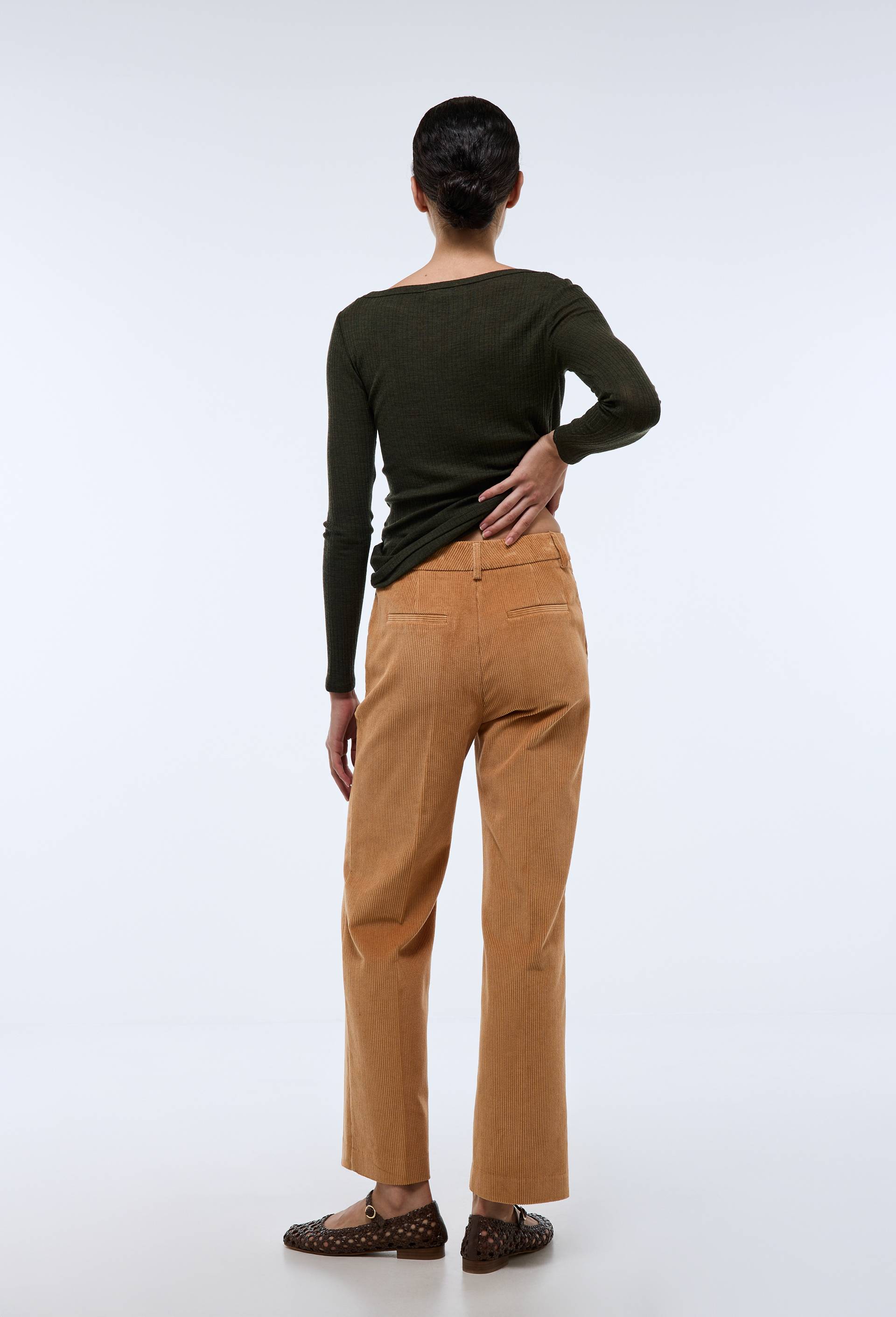 Pantalon large en velours, Beige, large image number 1.0