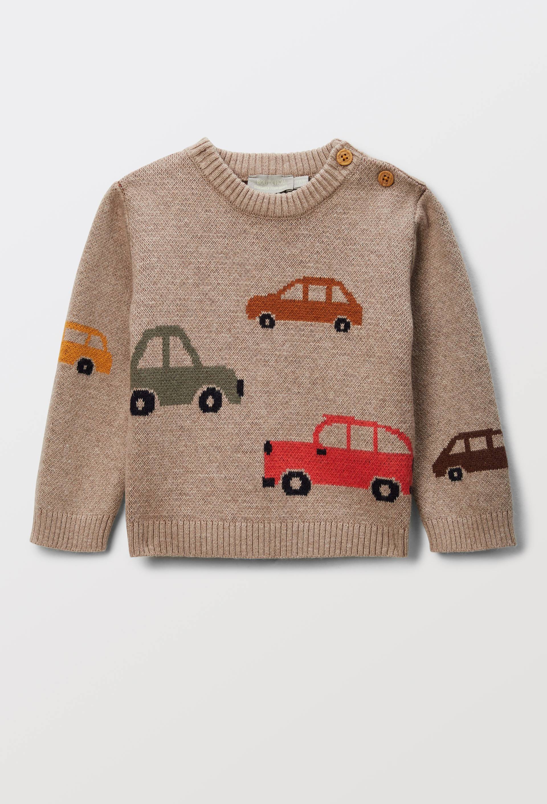 Pull fantaisie contenant de la laine, Brun clair, large image number 2.0