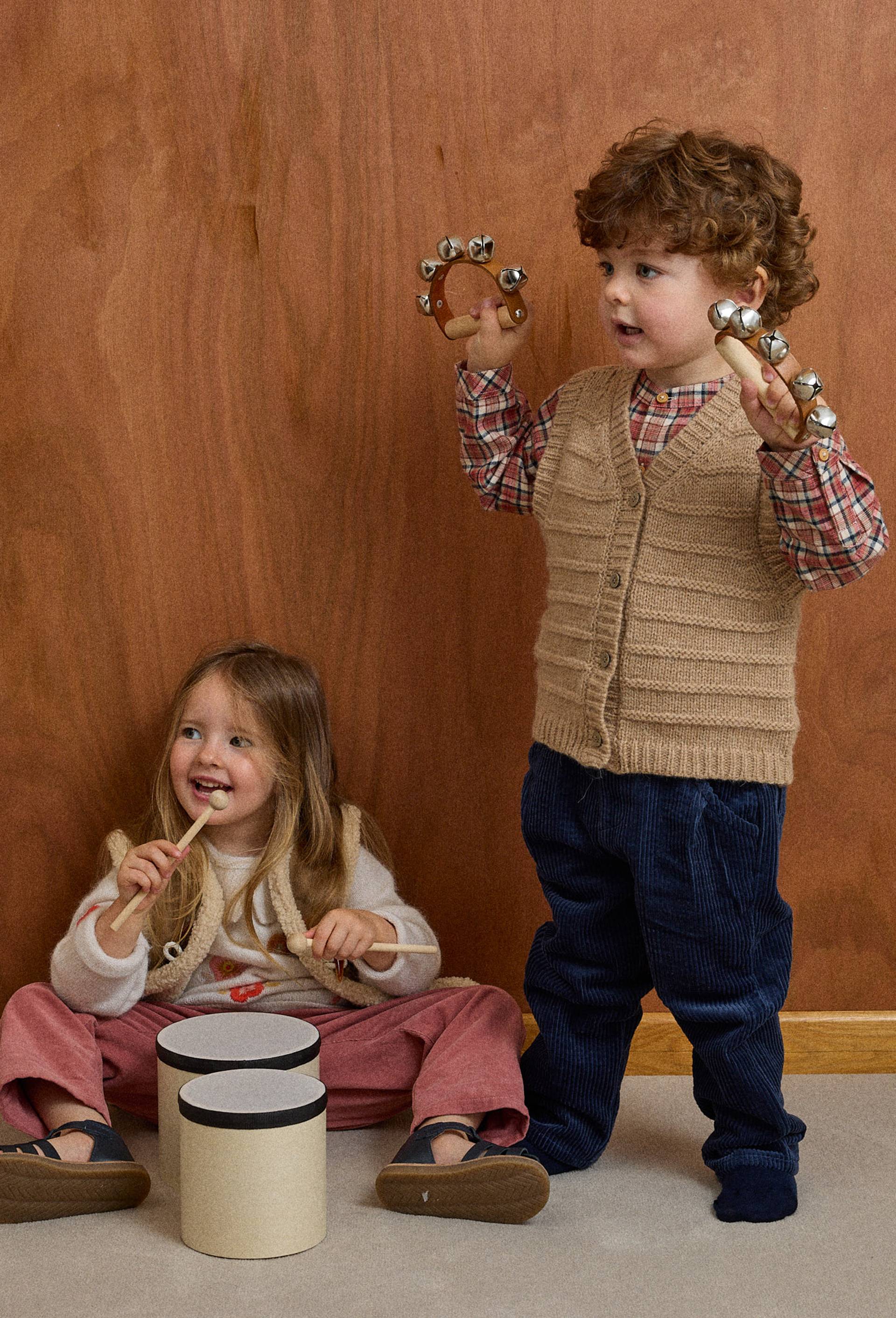 Cardigan tricot sans manches contenant de la laine, Beige, large image number 1.0