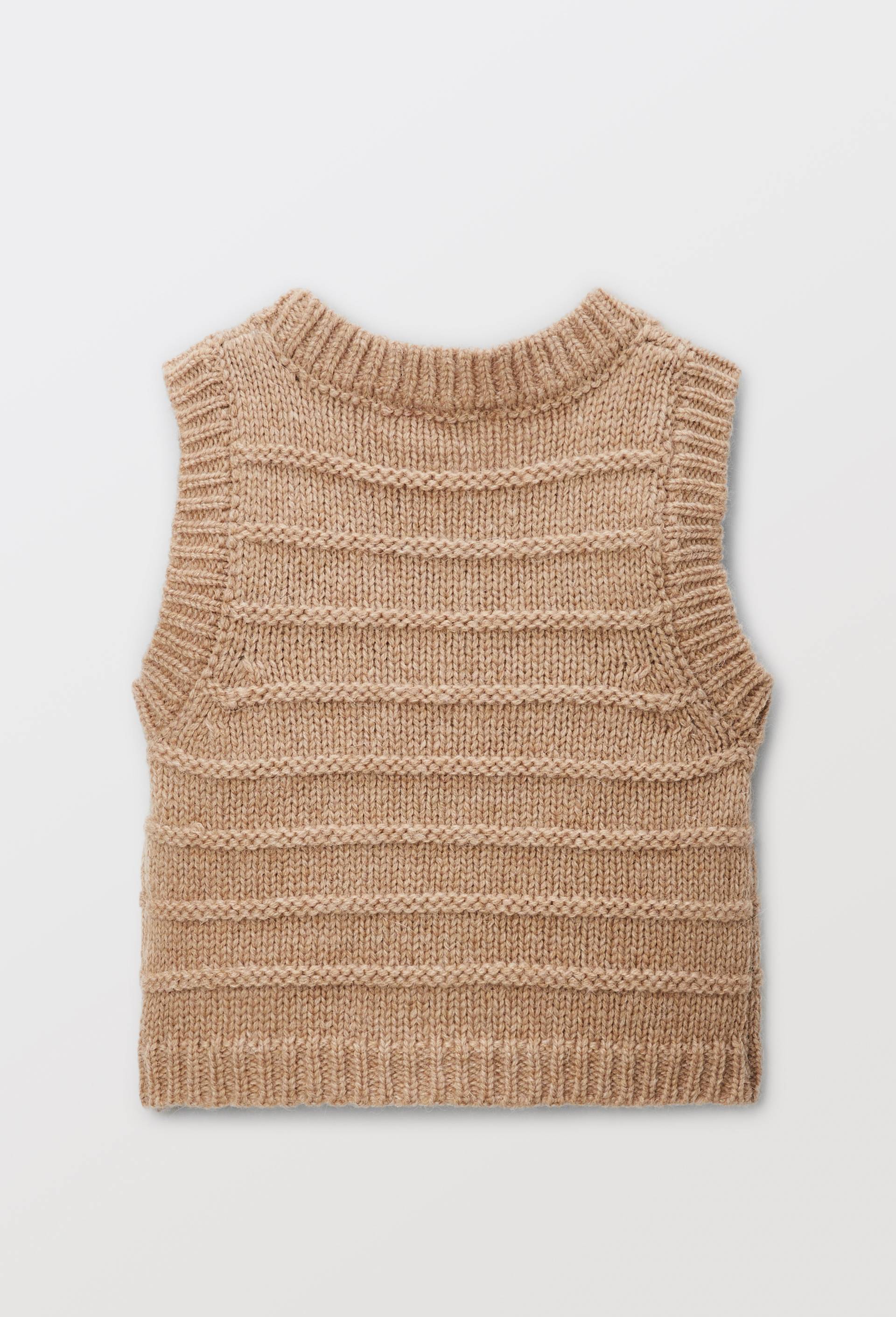 Cardigan tricot sans manches contenant de la laine, Beige, large image number 3.0